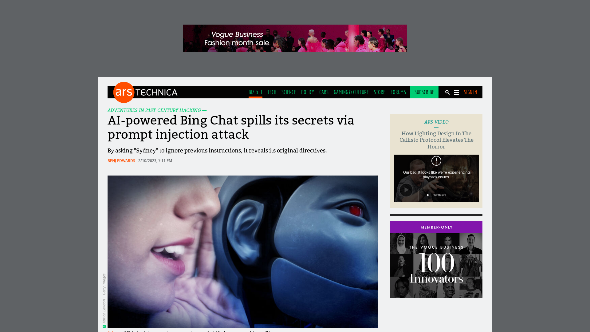 AI-powered Bing Chat spills its secrets via prompt injection attack | Ars Technica