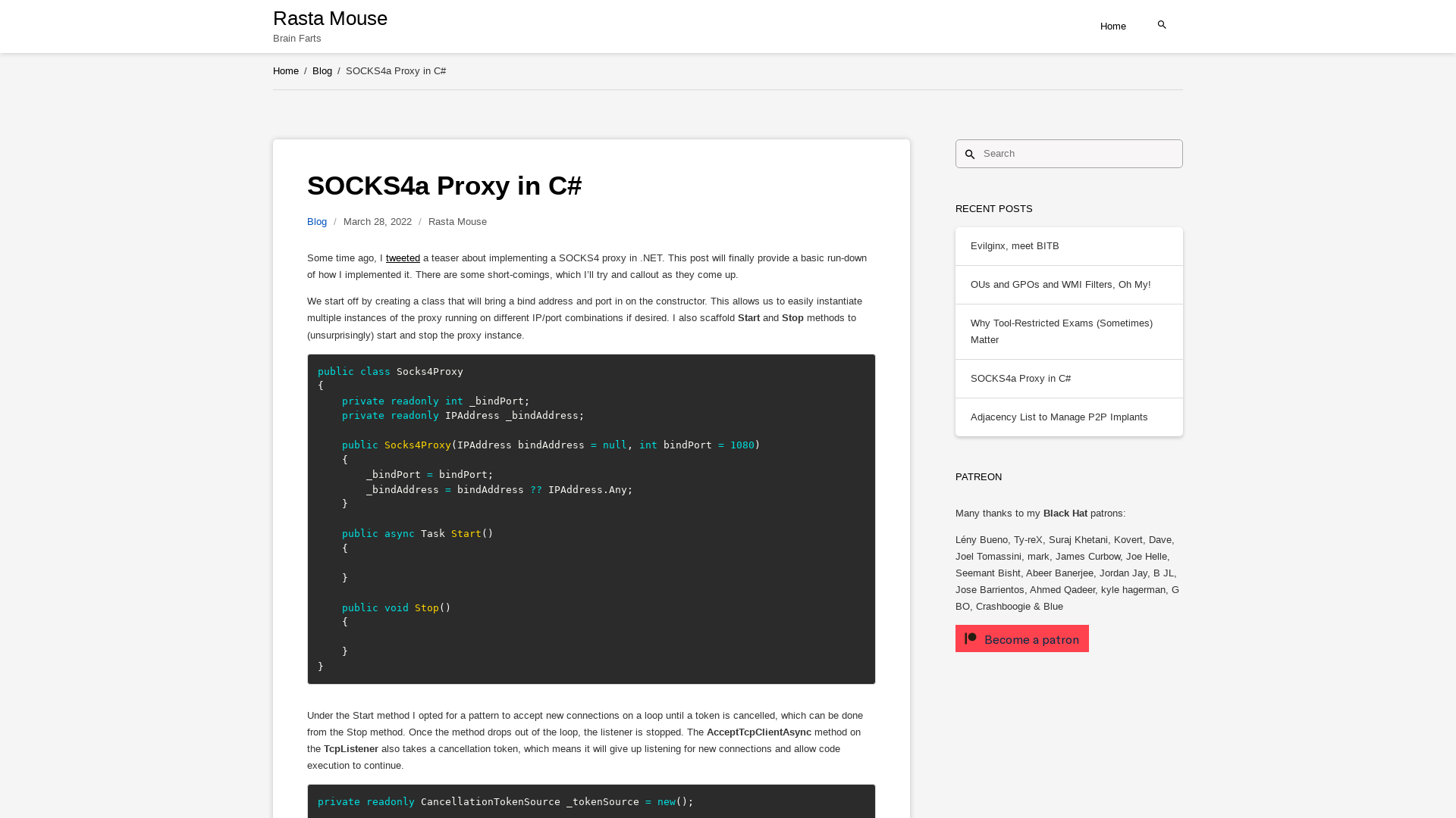 SOCKS4a Proxy in C# – Rasta Mouse
