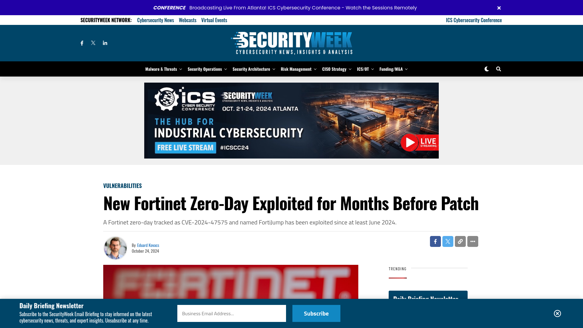 New Fortinet Zero-Day Exploited for Months Before Patch - SecurityWeek