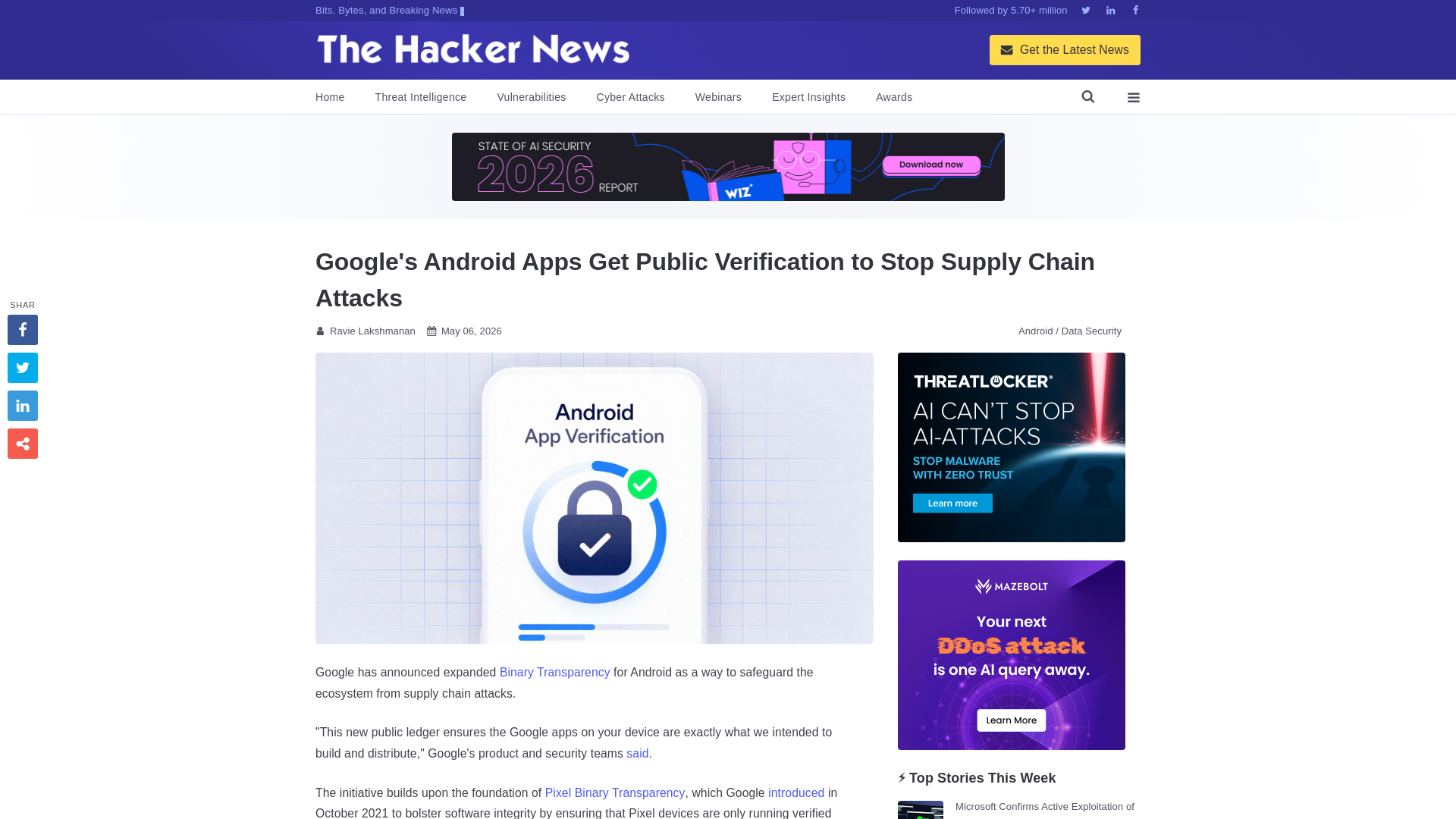 Google's Android Apps Get Public Verification to Stop Supply Chain Attacks