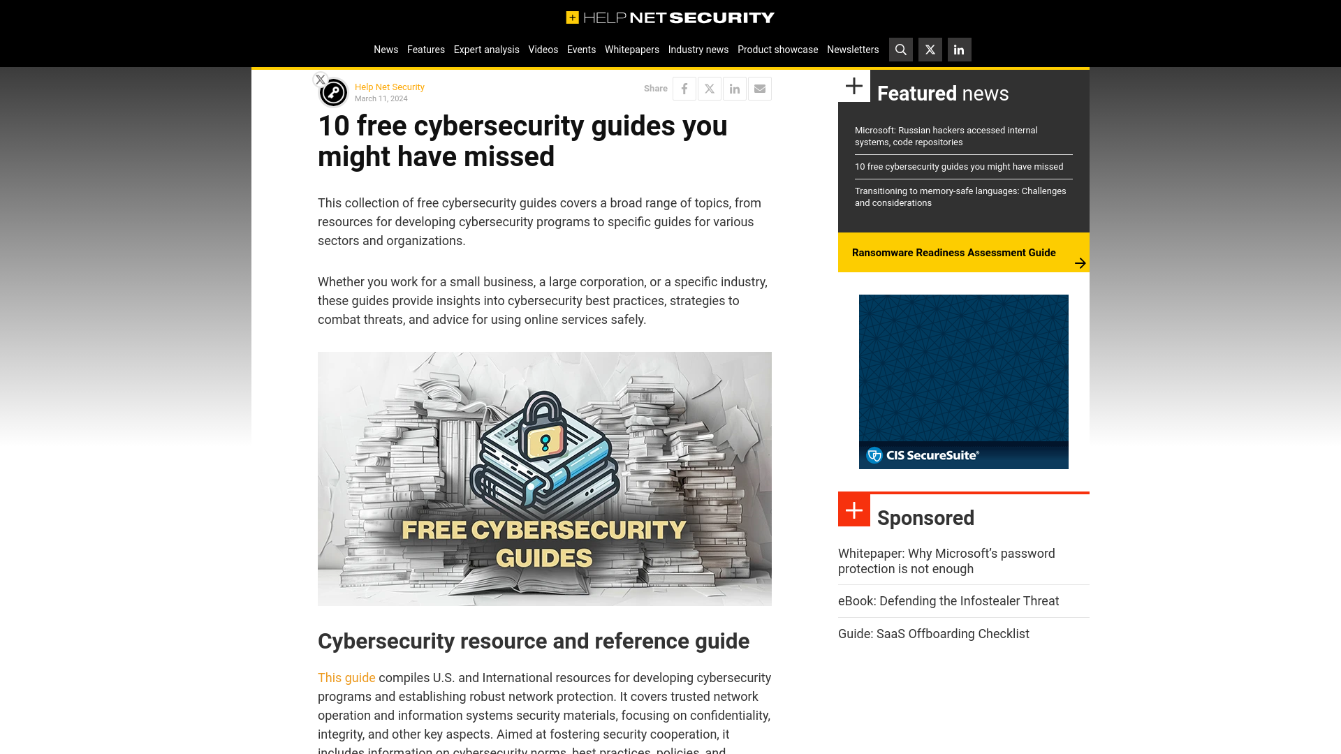 10 free cybersecurity guides you might have missed - Help Net Security