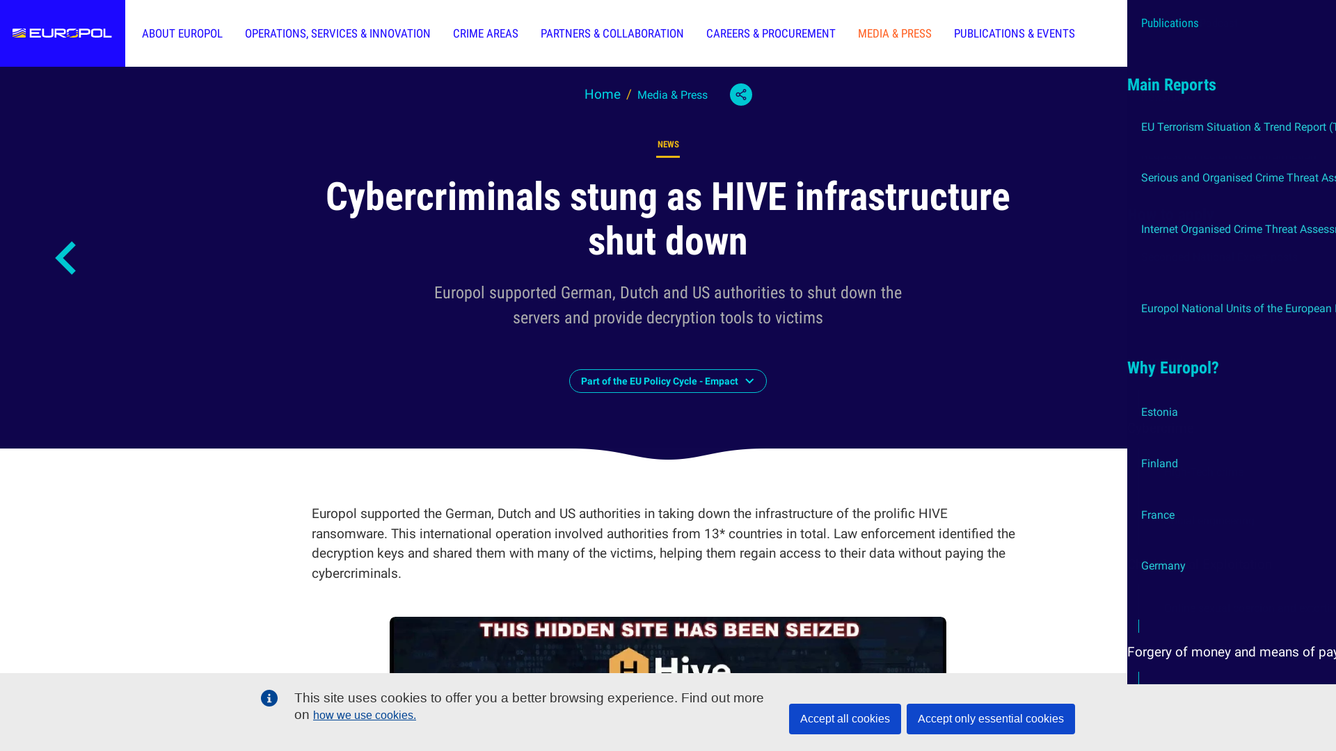 Cybercriminals stung as HIVE infrastructure shut down | Europol