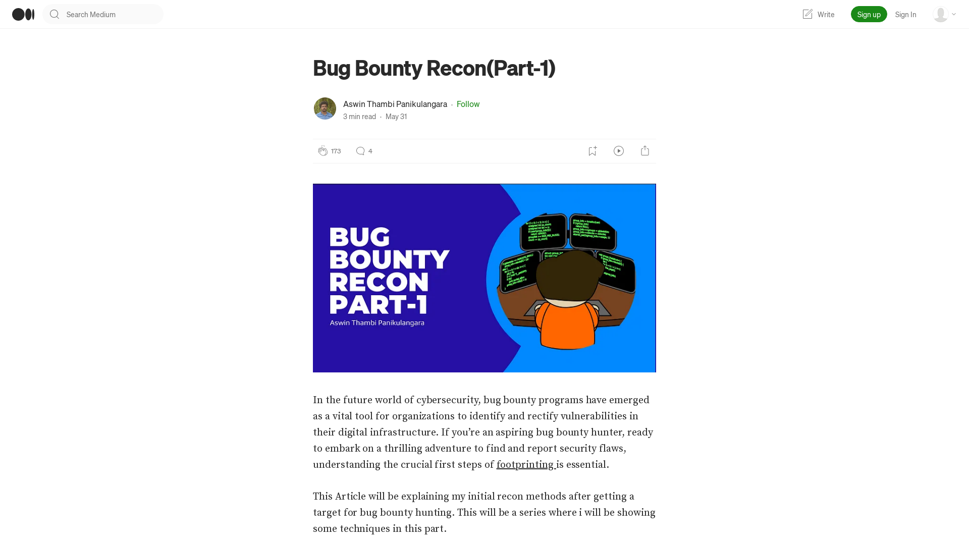 Bug Bounty Recon(Part-1) | by Aswin Thambi Panikulangara | May, 2023 | Medium