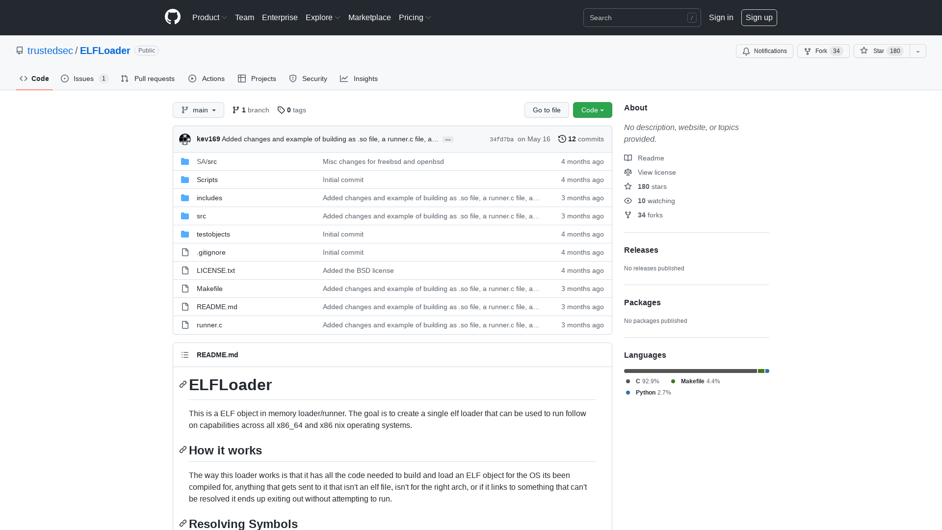 GitHub - trustedsec/ELFLoader