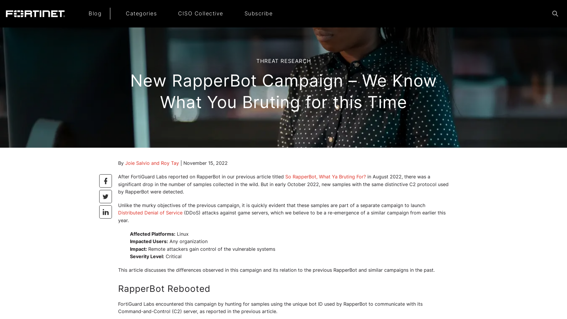 New RapperBot Campaign – We Know What You Bruting for this Time | FortiGuard Labs