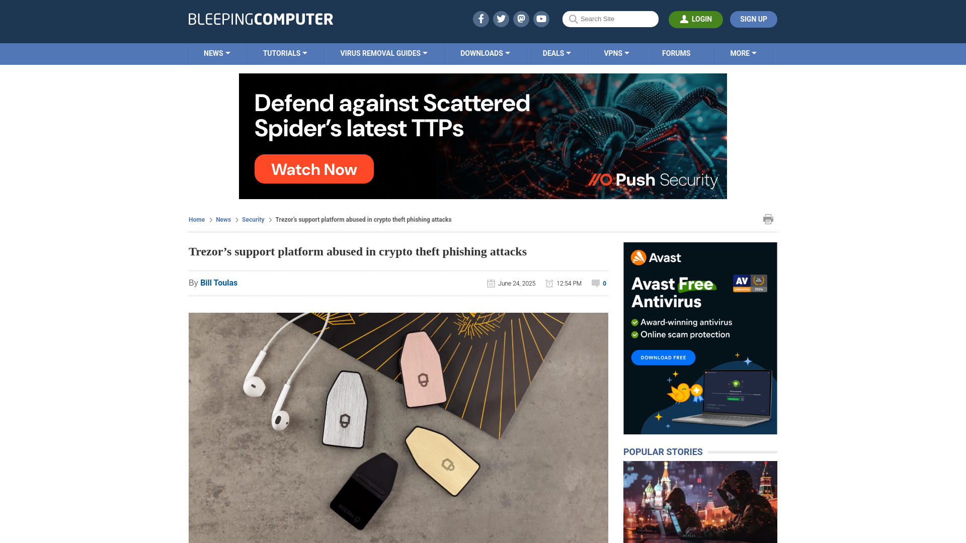 Trezor’s support platform abused in crypto theft phishing attacks