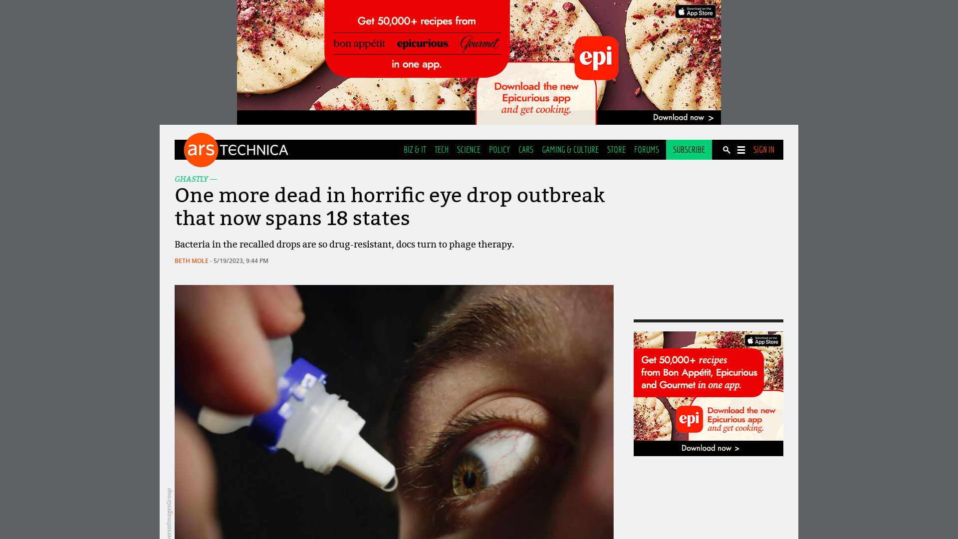 One more dead in horrific eye drop outbreak that now spans 18 states | Ars Technica