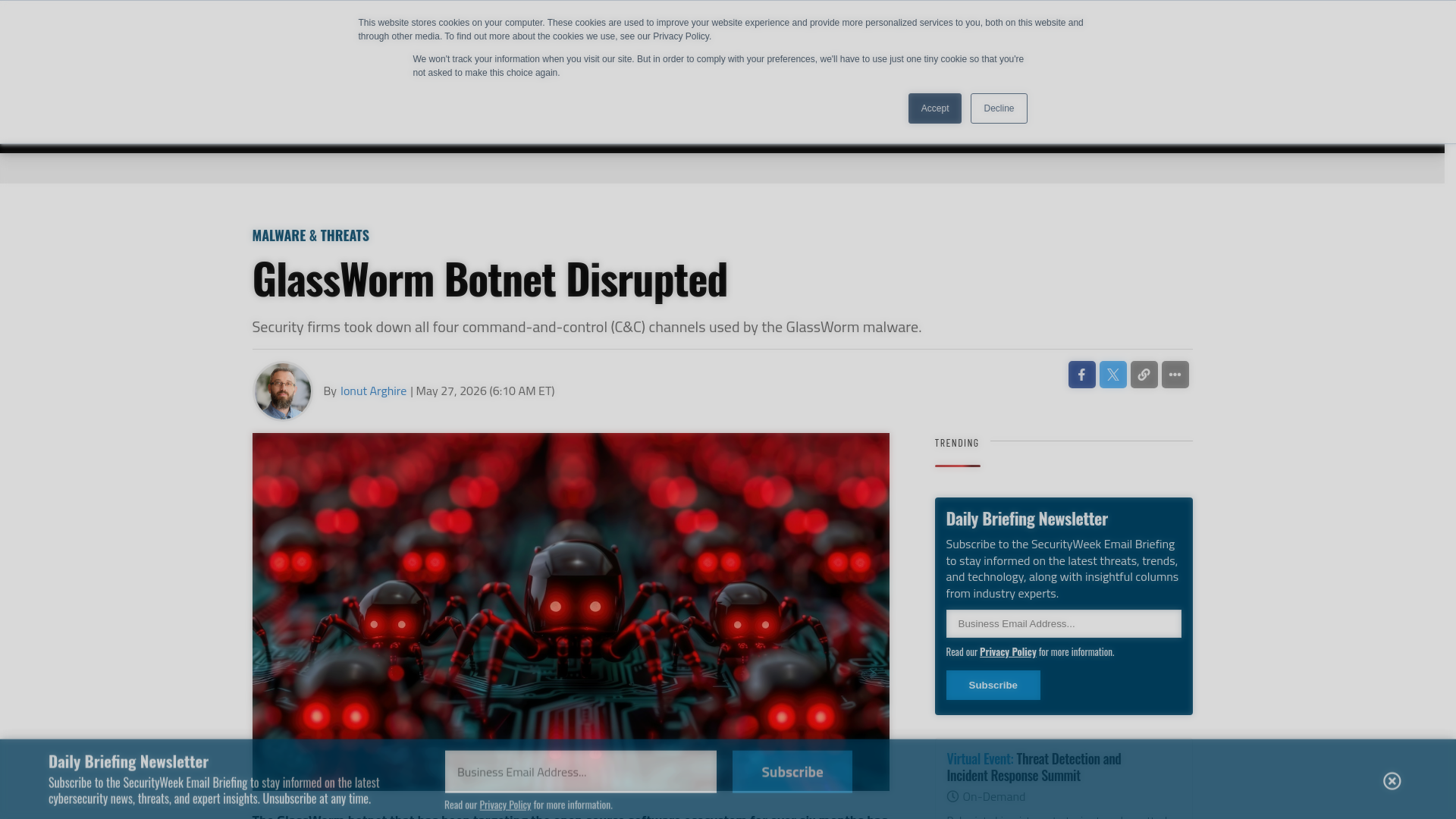 GlassWorm Botnet Disrupted - SecurityWeek