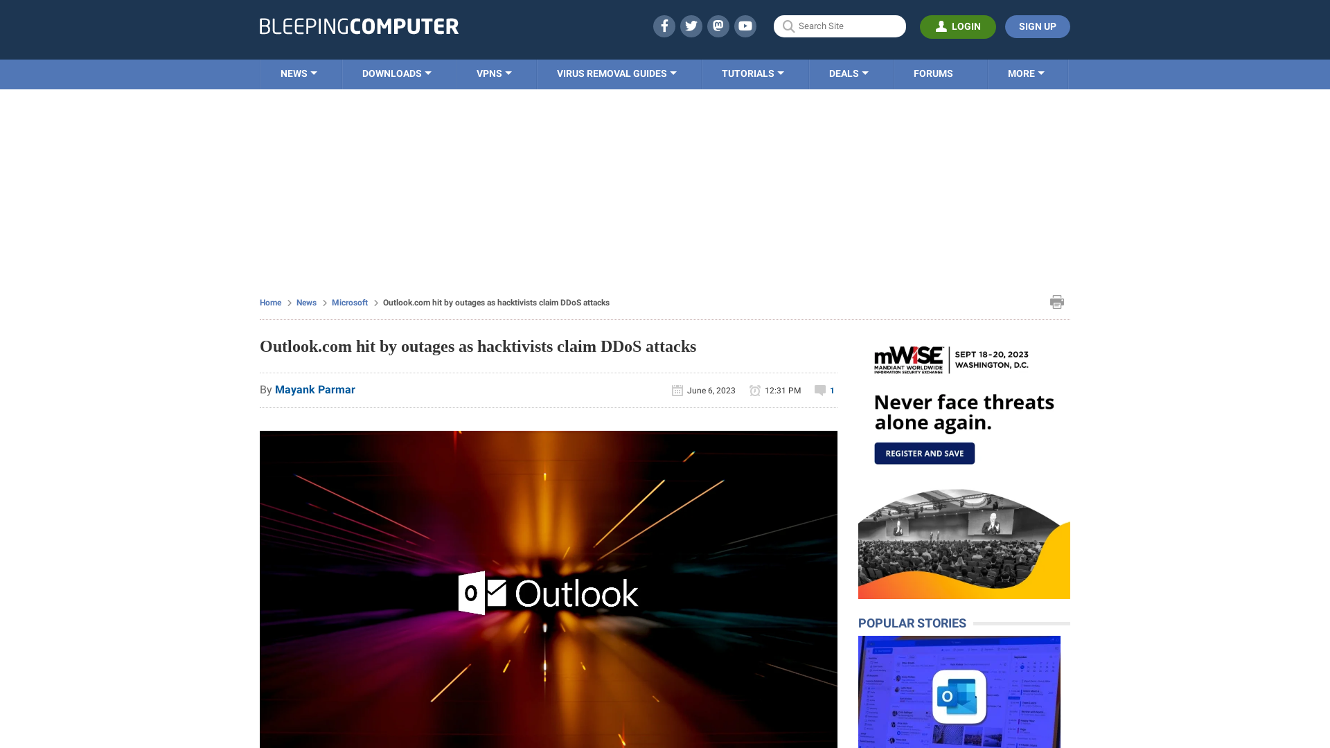 Outlook.com hit by outages as hacktivists claim DDoS attacks