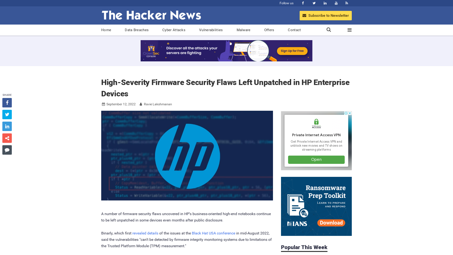 High-Severity Firmware Security Flaws Left Unpatched in HP Enterprise Devices