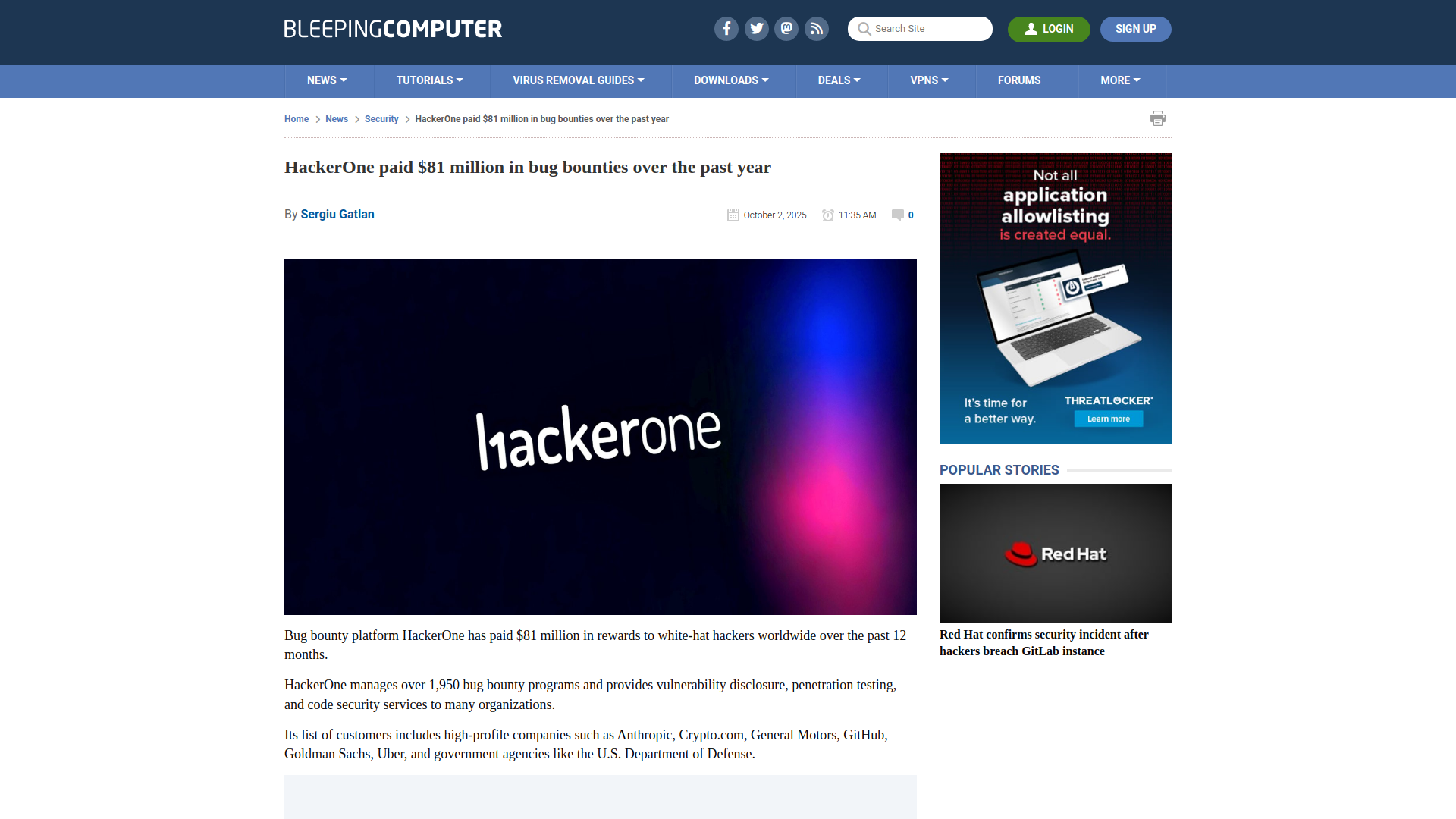 HackerOne paid $81 million in bug bounties over the past year