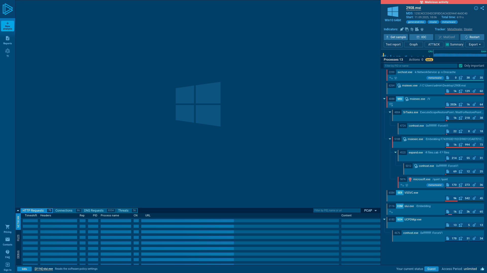 Analysis 2908.msi (MD5: 125C4CC3342C0F8DCACA3D94414A0C40) Malicious activity - Interactive analysis ANY.RUN