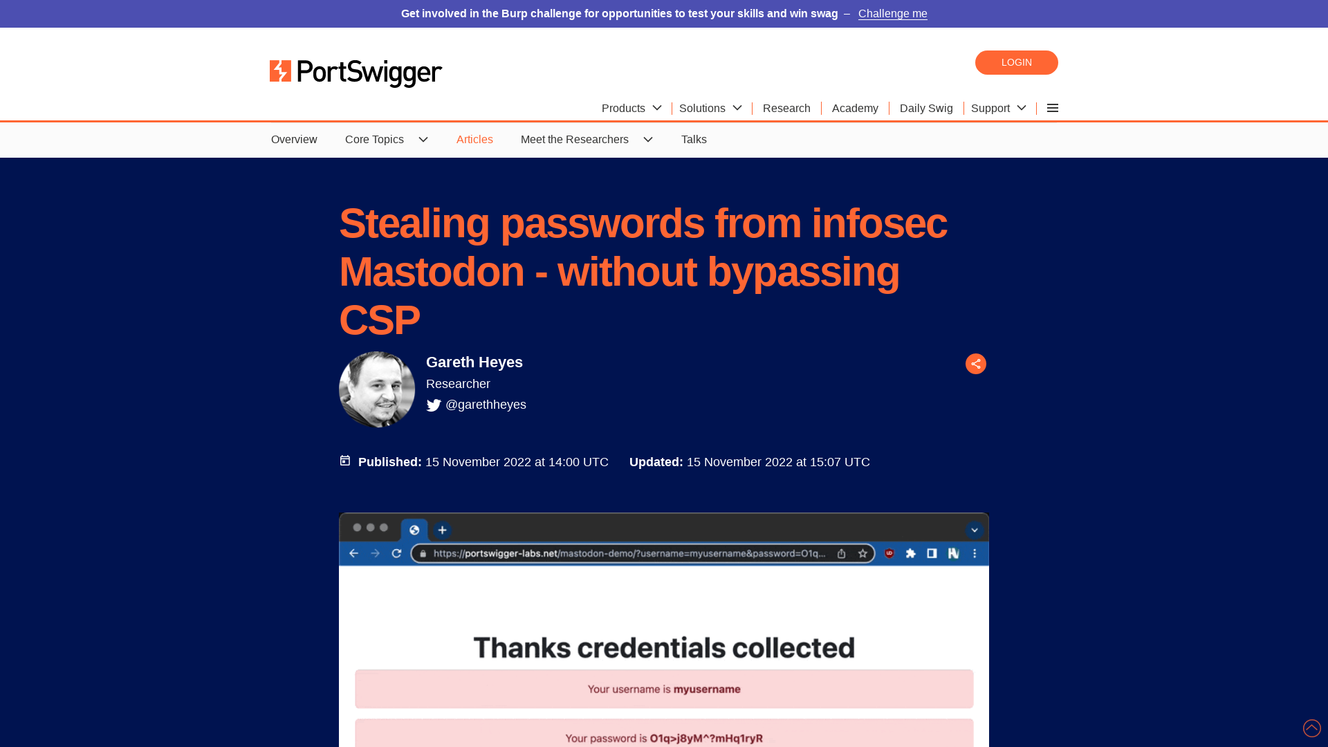 Stealing passwords from infosec Mastodon - without bypassing CSP | PortSwigger Research