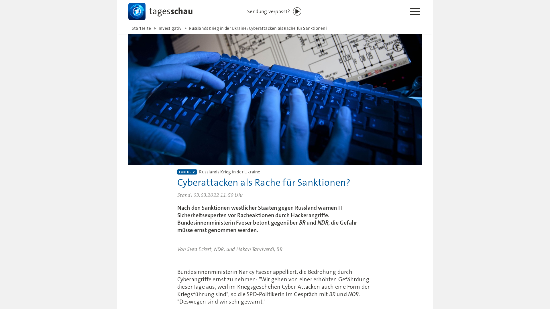 Russlands Krieg in der Ukraine: Cyberattacken als Rache für Sanktionen? | tagesschau.de