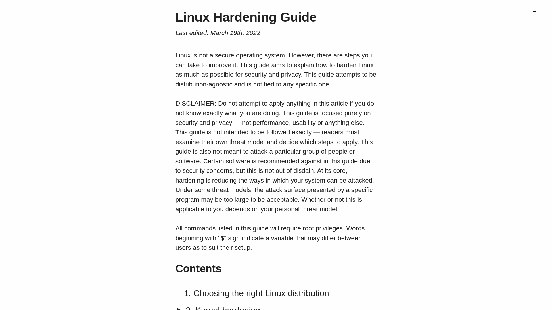 Linux Hardening Guide | Madaidan's Insecurities