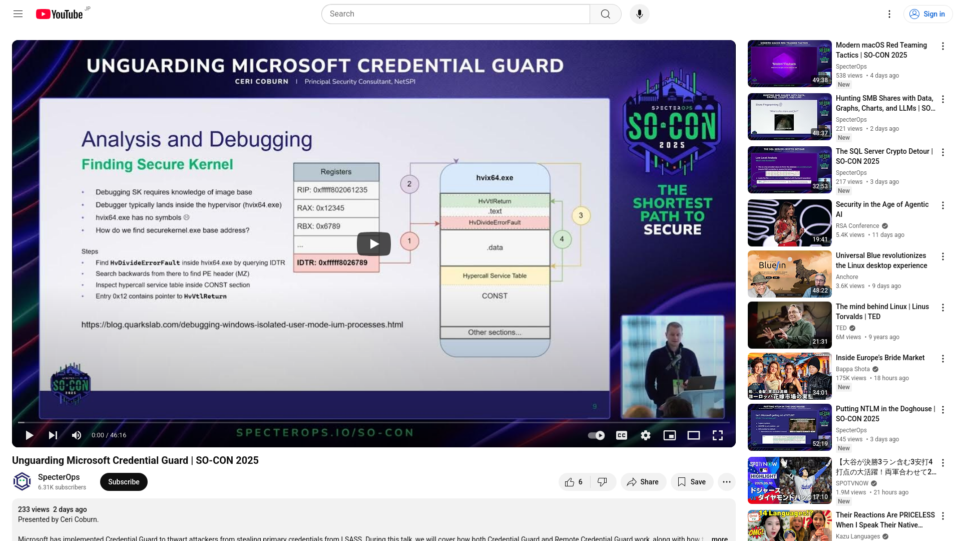 Unguarding Microsoft Credential Guard | SO-CON 2025 - YouTube