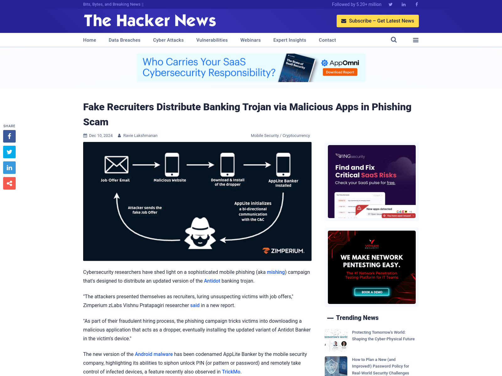 Fake Recruiters Distribute Banking Trojan via Malicious Apps in Phishing Scam