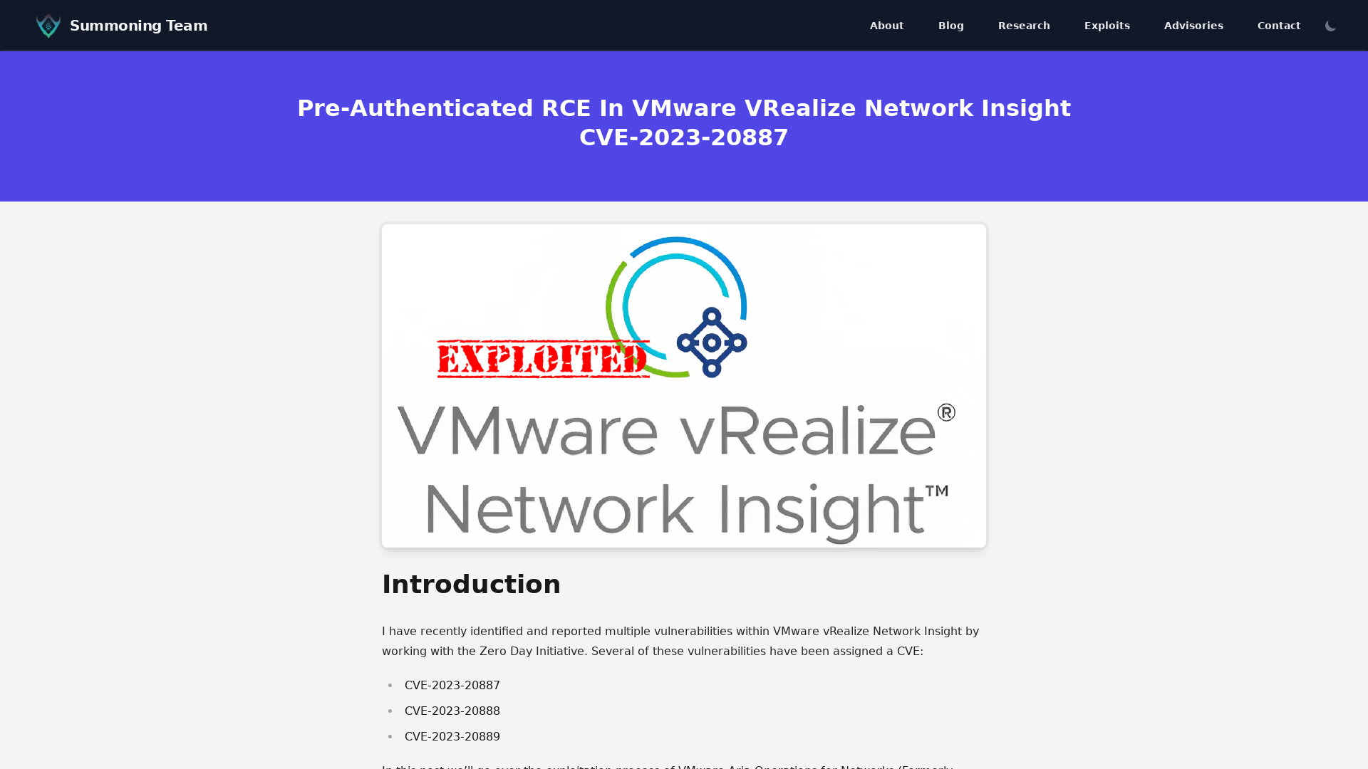 Pre-authenticated RCE in VMware vRealize Network Insight