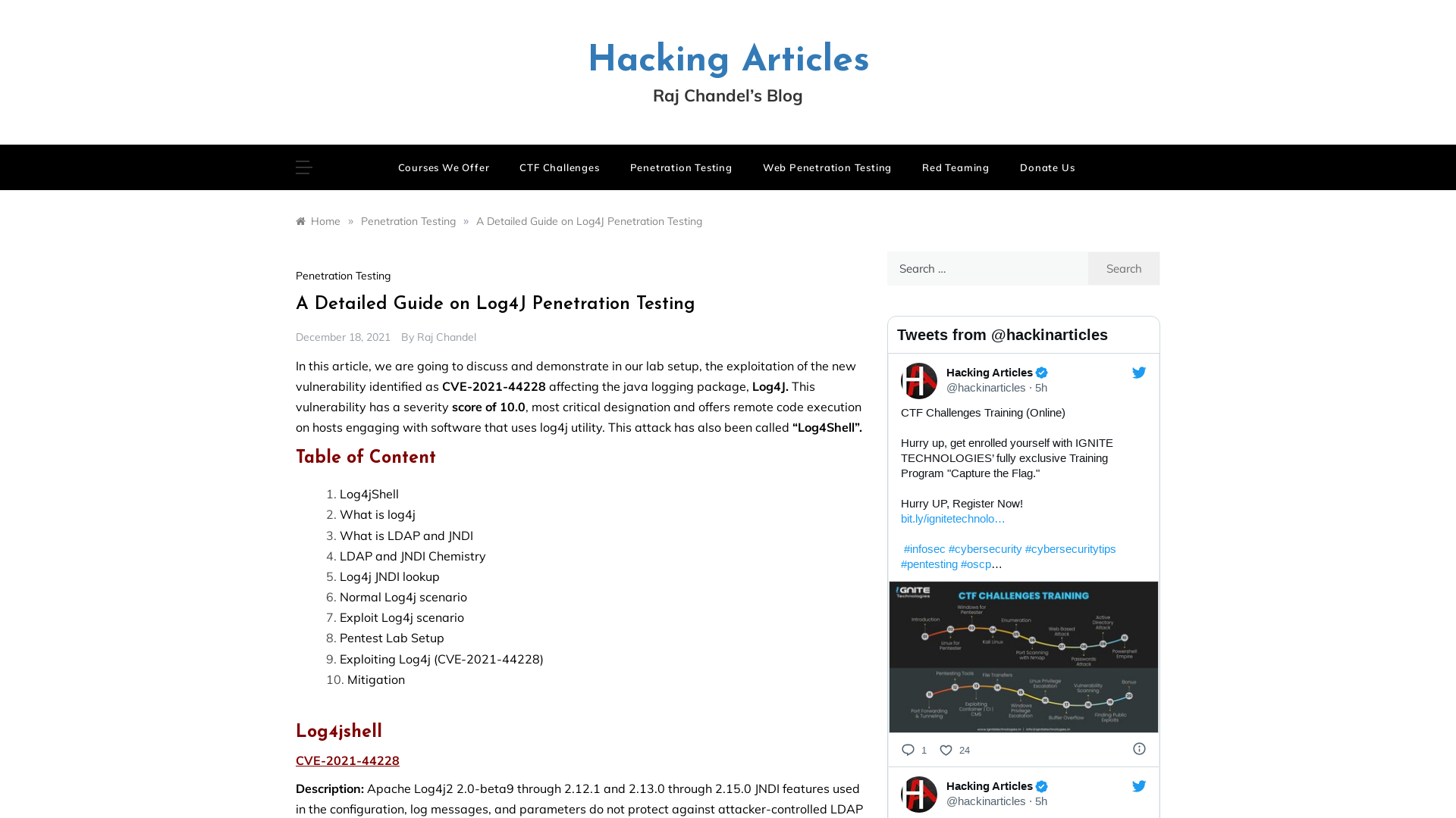 A Detailed Guide on Log4J Penetration Testing - Hacking Articles