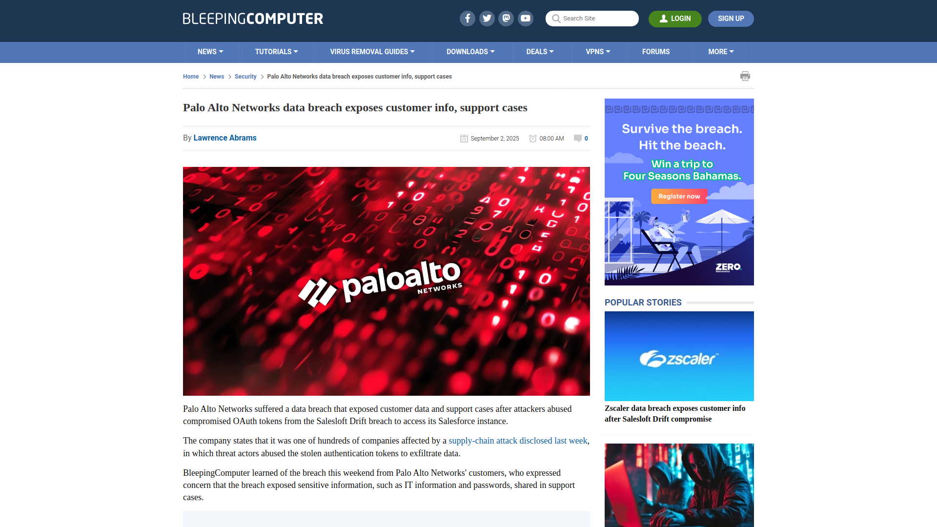 Palo Alto Networks data breach exposes customer info, support cases