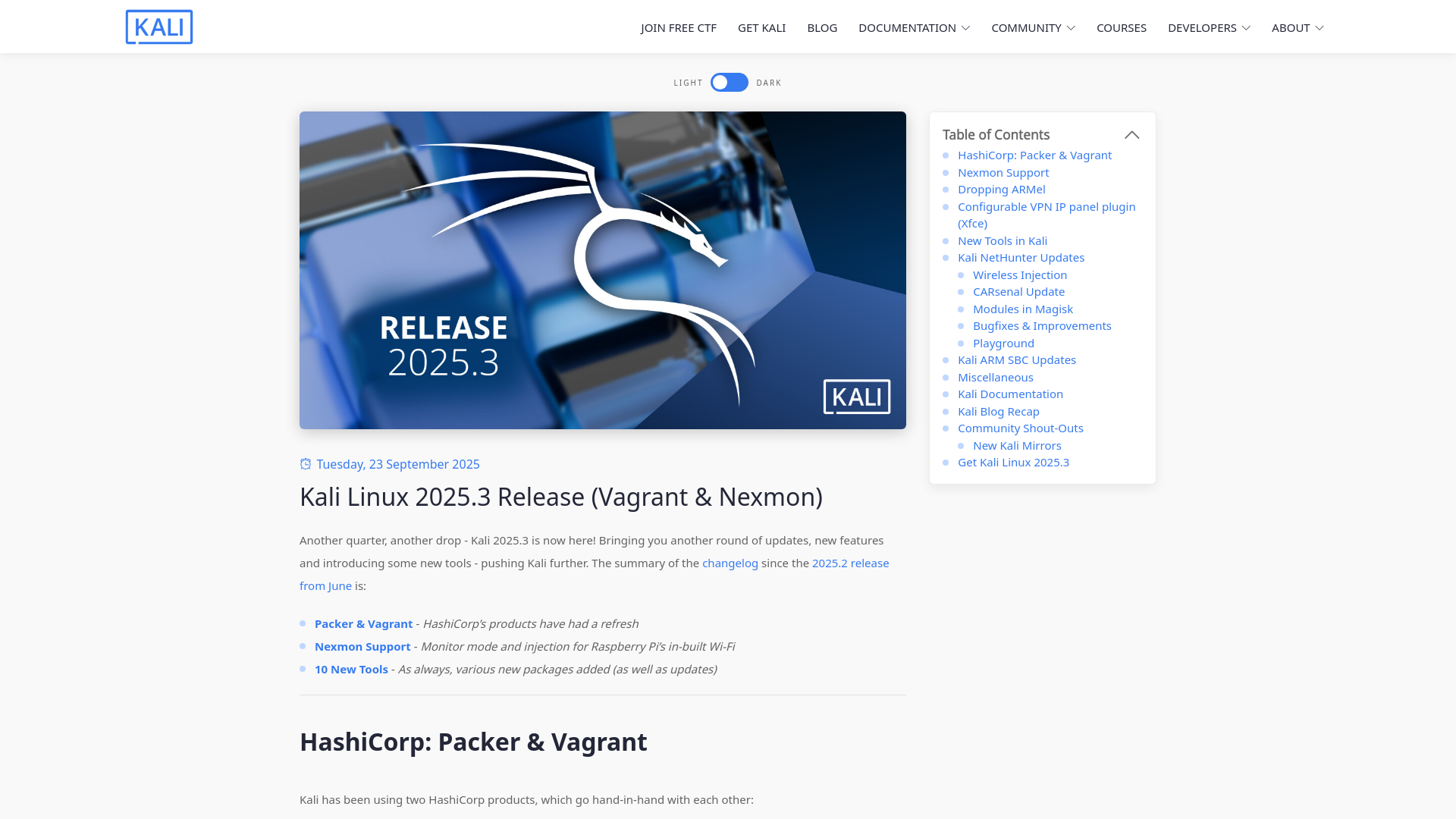 Kali Linux 2025.3 Release (Vagrant & Nexmon) | Kali Linux Blog