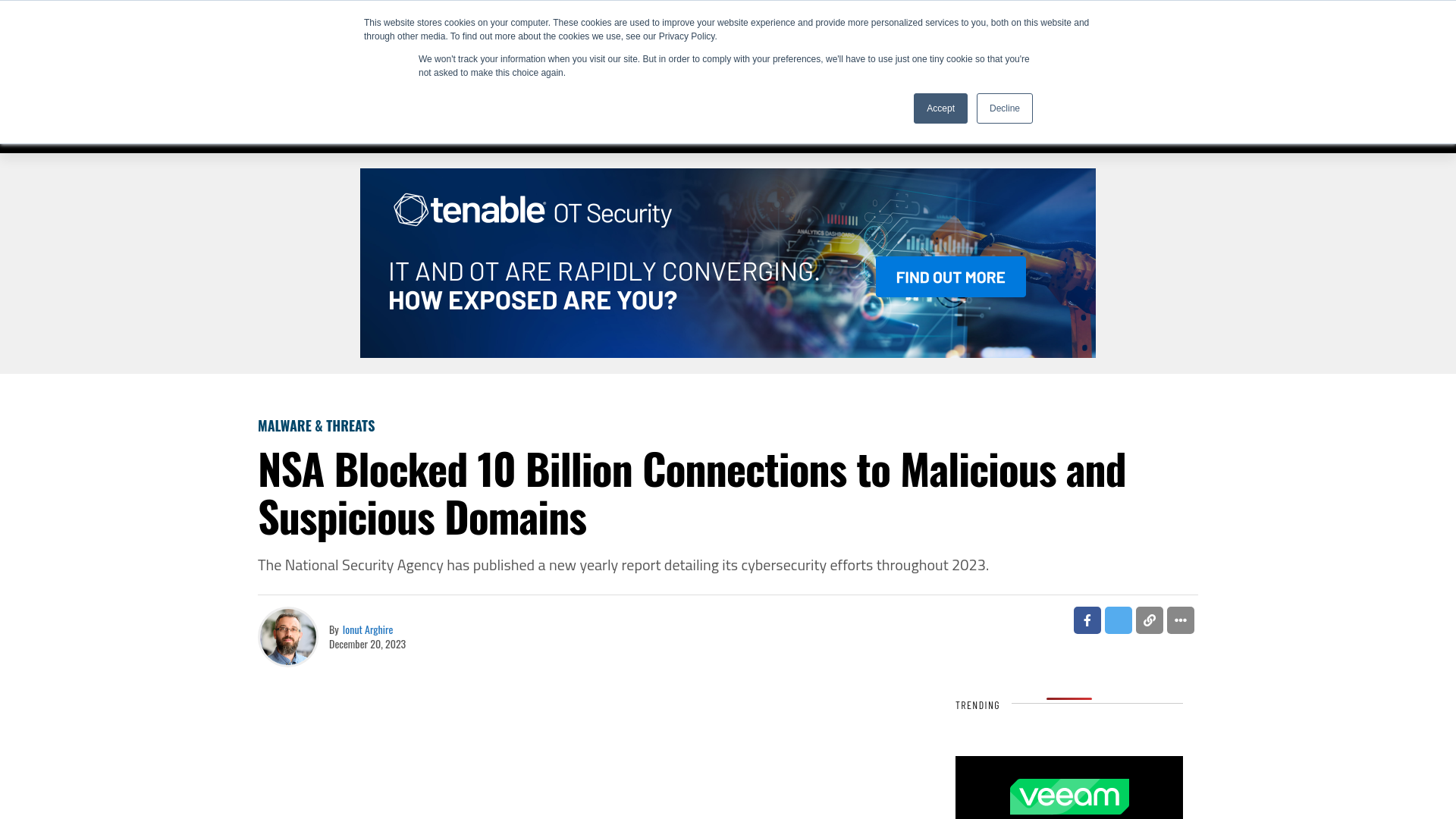 NSA Blocked 10 Billion Connections to Malicious and Suspicious Domains - SecurityWeek