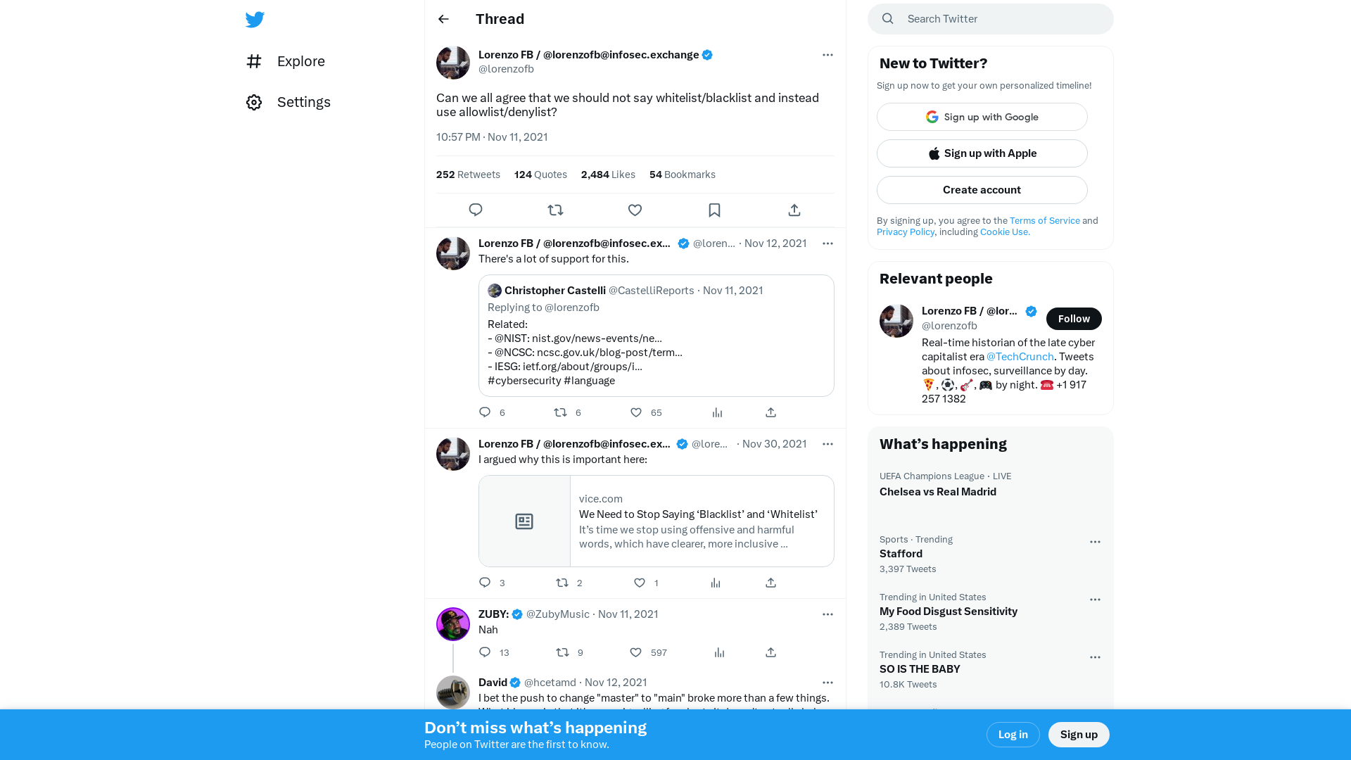 Lorenzo FB / @lorenzofb@infosec.exchange on Twitter: "Can we all agree that we should not say whitelist/blacklist and instead use allowlist/denylist?" / Twitter