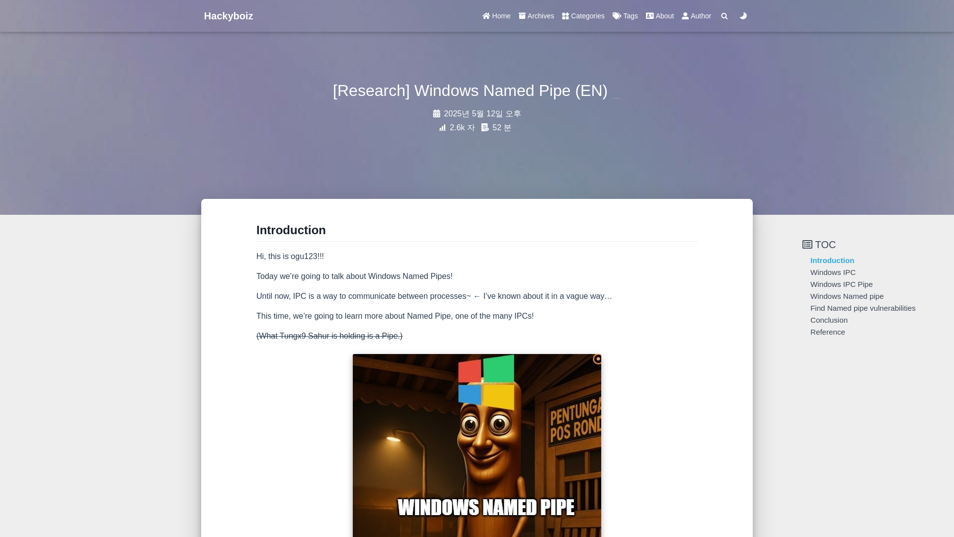 [Research] Windows Named Pipe (EN) - hackyboiz