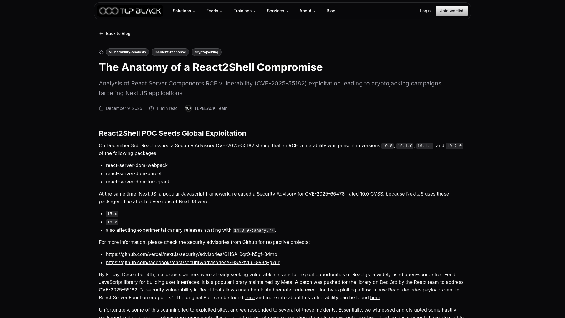 The Anatomy of a React2Shell Compromise - TLPBLACK