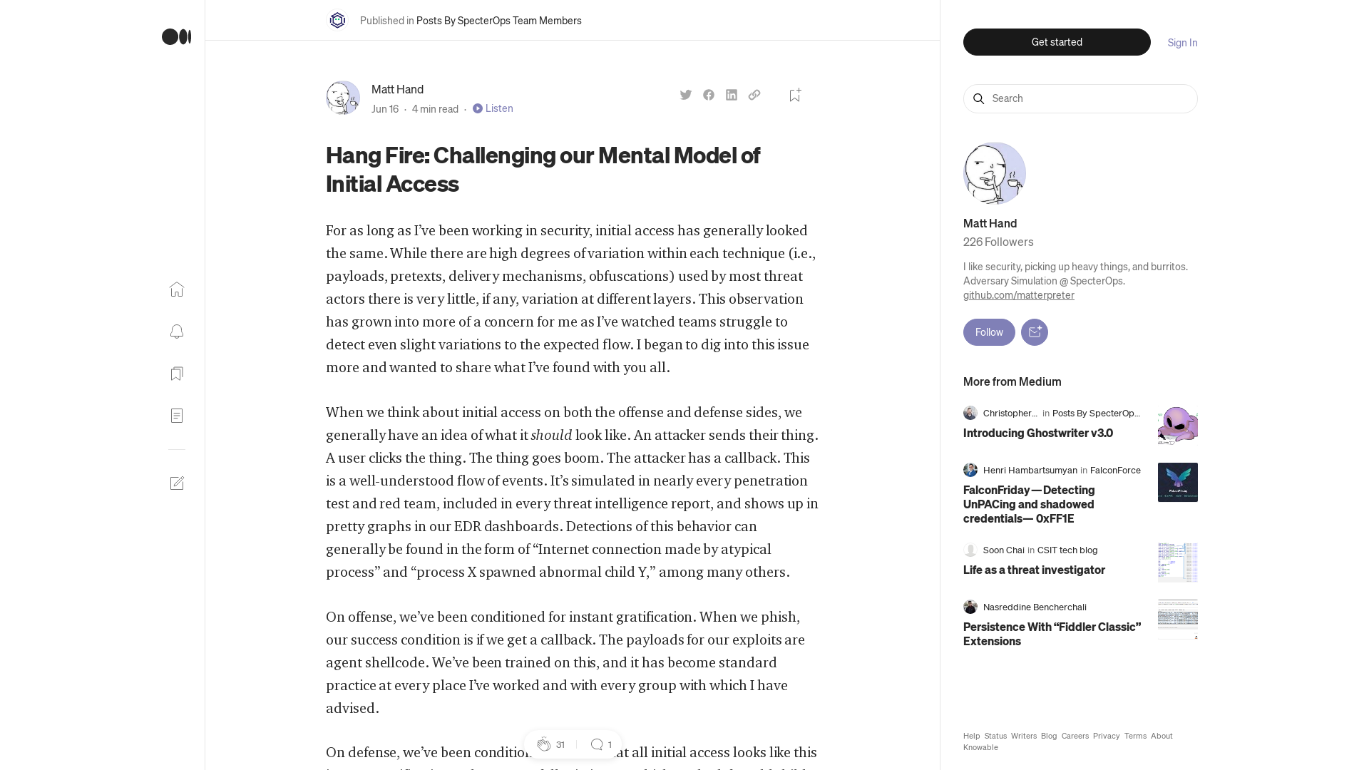 Hang Fire: Challenging our Mental Model of Initial Access | by Matt Hand | Jun, 2022 | Posts By SpecterOps Team Members