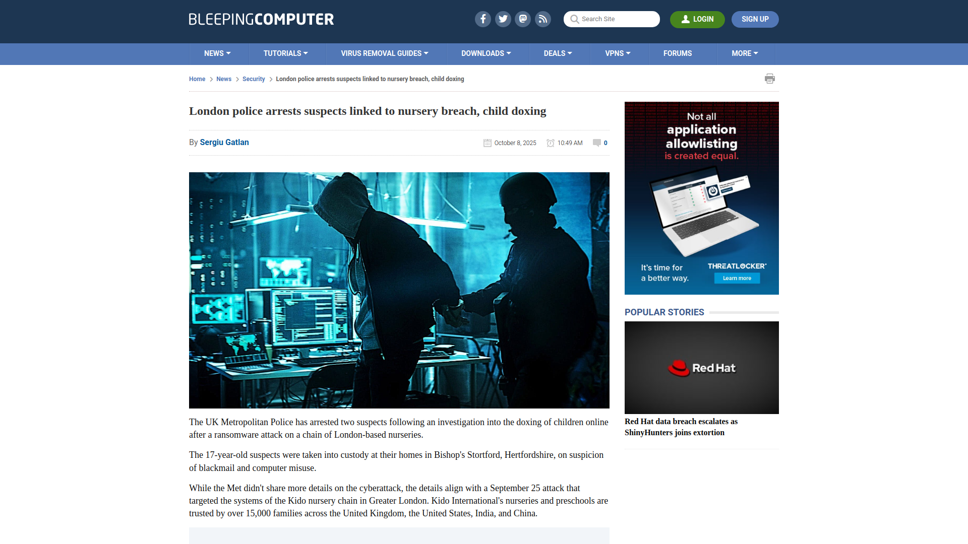 London police arrests suspects linked to nursery breach, child doxing