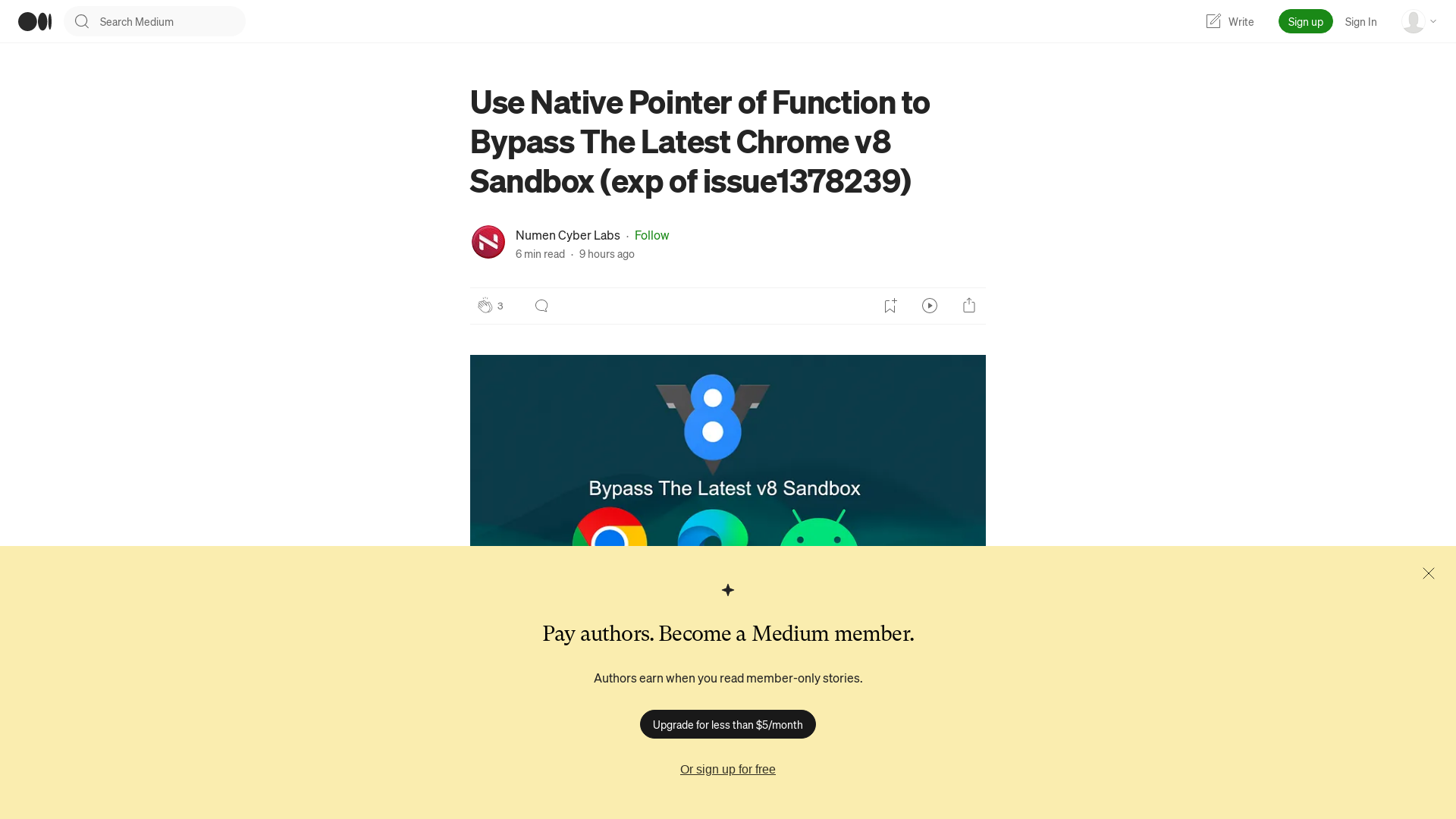 Use Native Pointer of Function to Bypass The Latest Chrome v8 Sandbox (exp of issue1378239) | by Numen Cyber Labs | Aug, 2023 | Medium