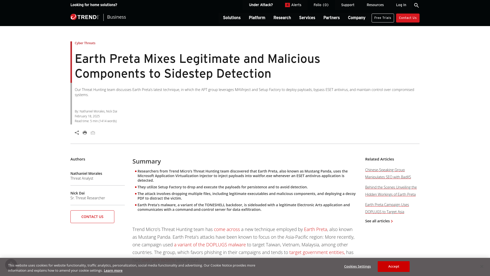 Earth Preta Mixes Legitimate and Malicious Components to Sidestep Detection | Trend Micro (US)