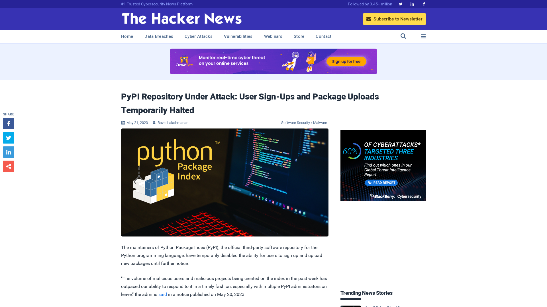 PyPI Repository Under Attack: User Sign-Ups and Package Uploads Temporarily Halted