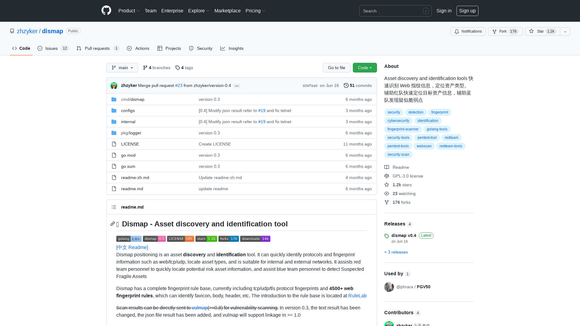 GitHub - zhzyker/dismap: Asset discovery and identification tools 快速识别 Web 指纹信息，定位资产类型。辅助红队快速定位目标资产信息，辅助蓝队发现疑似脆弱点
