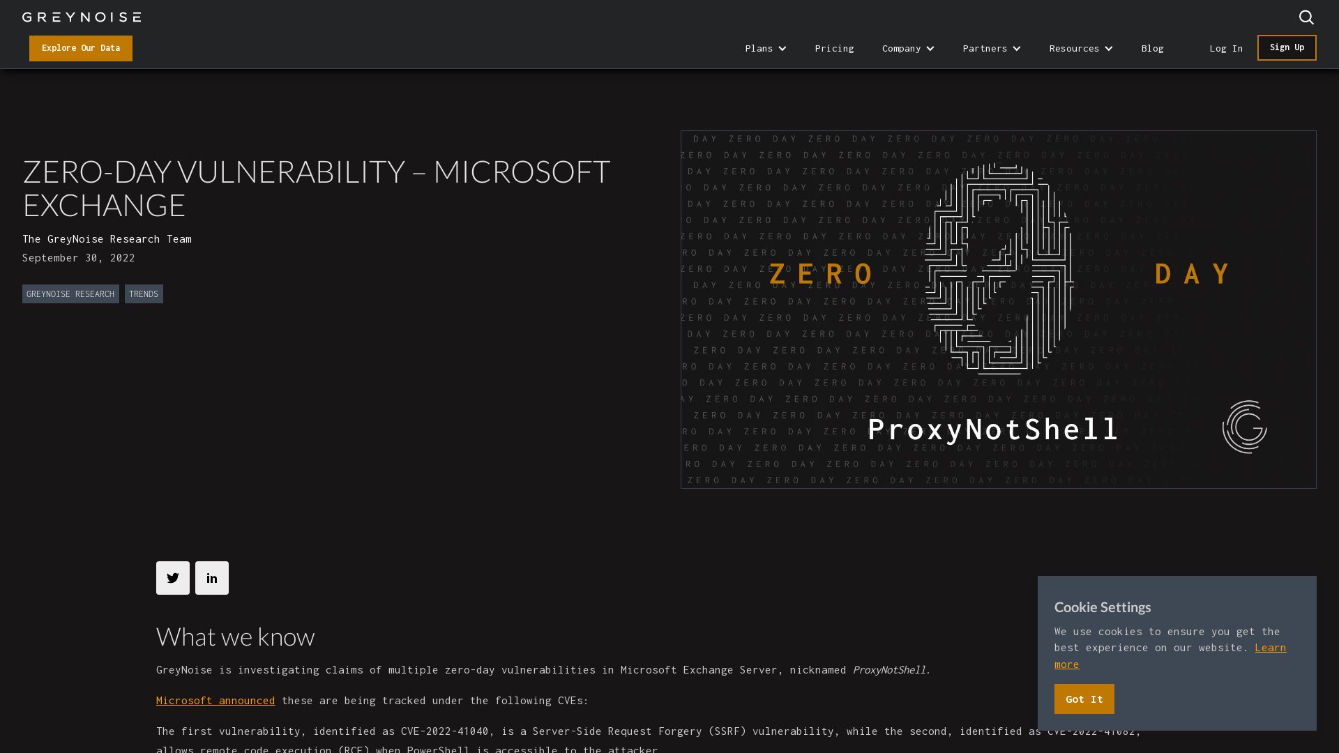 GreyNoise | Microsoft Exchange ProxyNotShell 0-Day Vulnerability