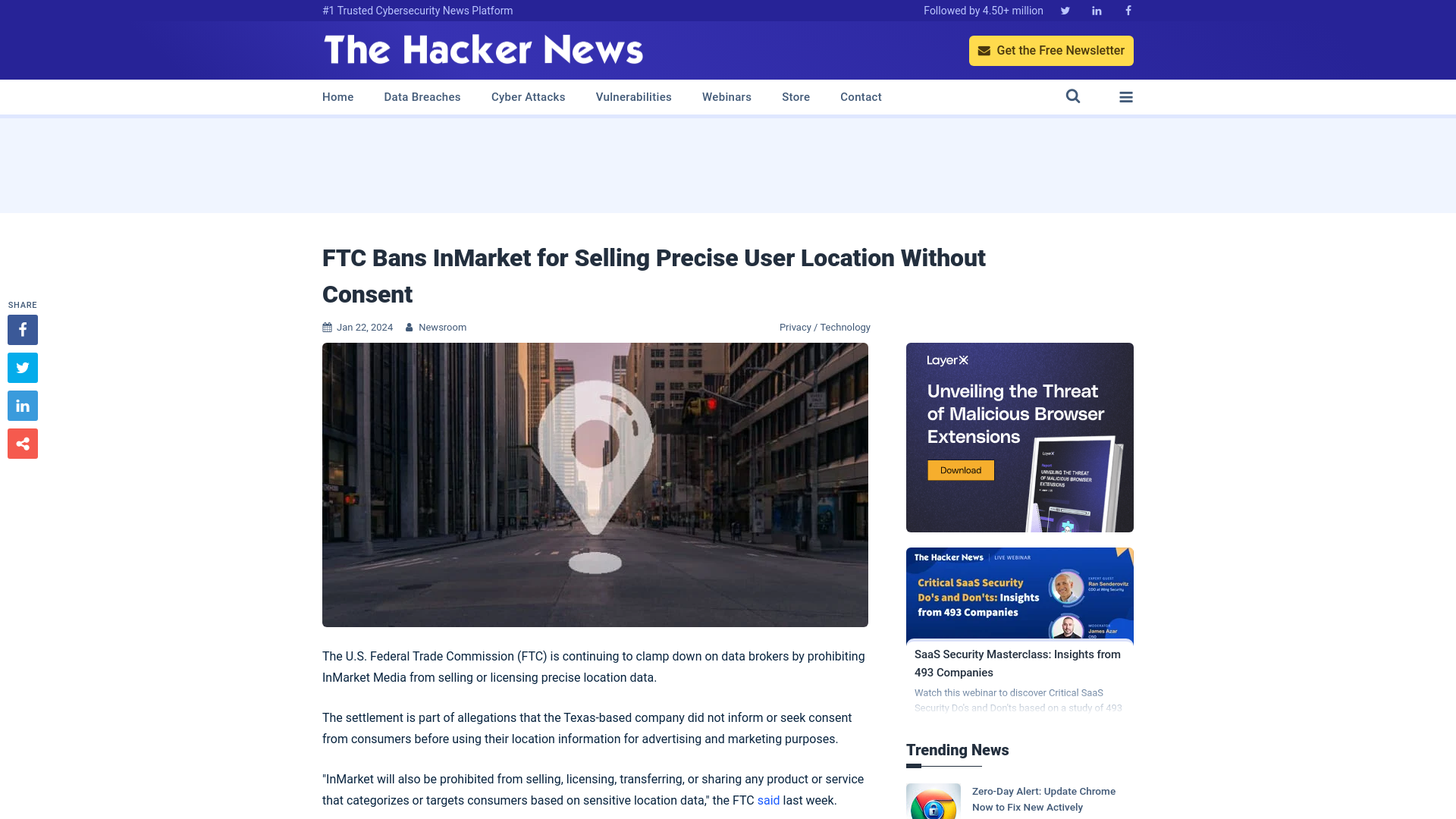 FTC Bans InMarket for Selling Precise User Location Without Consent