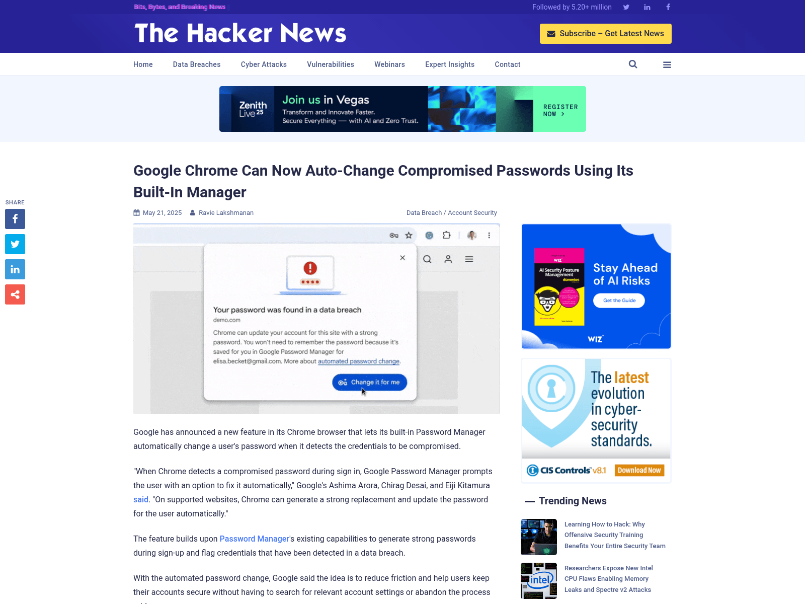 Google Chrome Can Now Auto-Change Compromised Passwords Using Its Built-In Manager