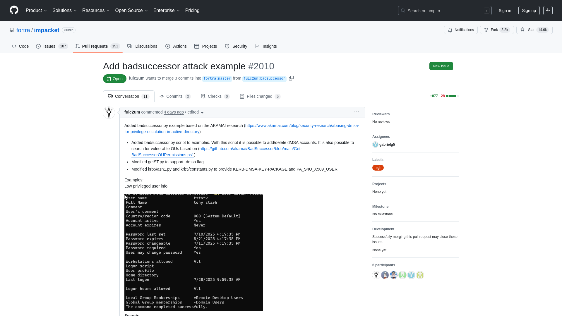 Add badsuccessor attack example by fulc2um · Pull Request #2010 · fortra/impacket · GitHub