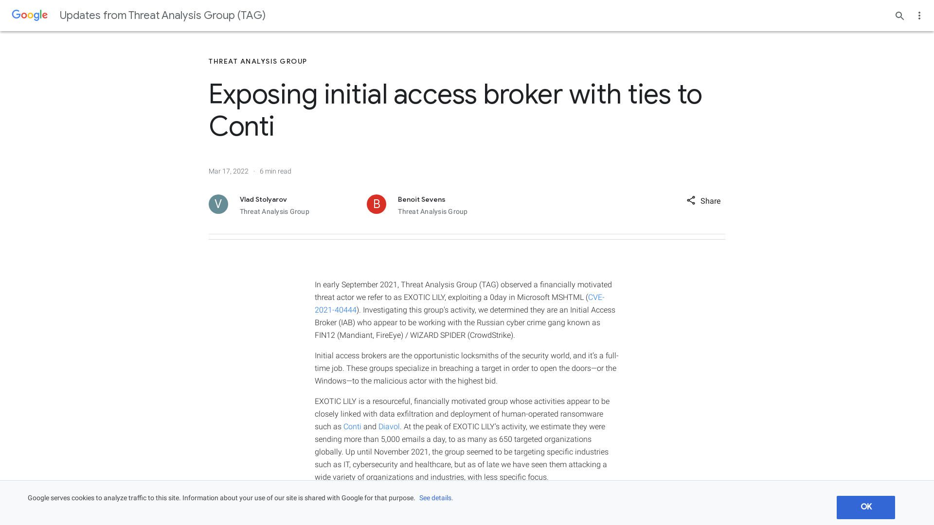 Exposing initial access broker with ties to Conti