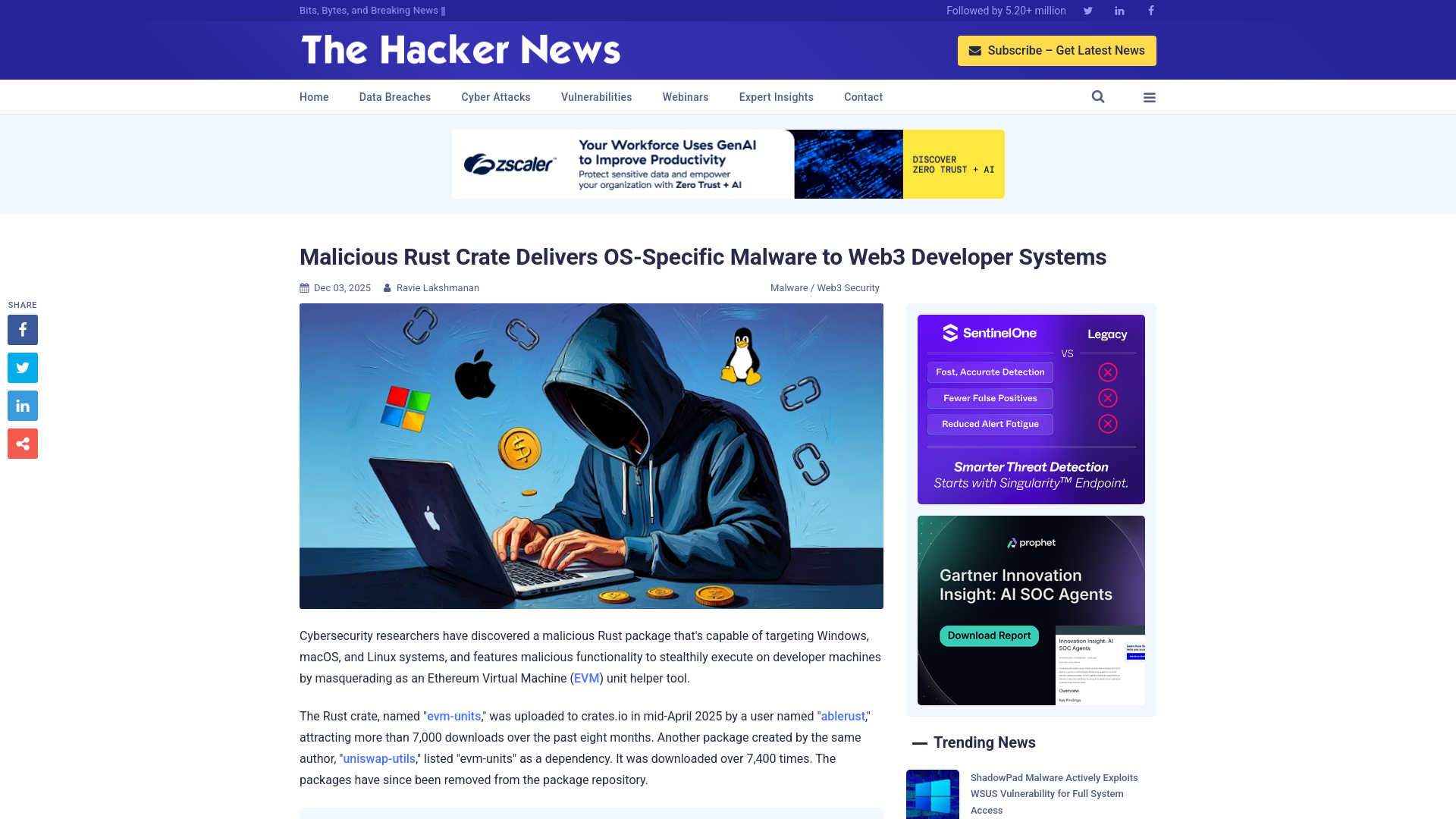 Malicious Rust Crate Delivers OS-Specific Malware to Web3 Developer Systems