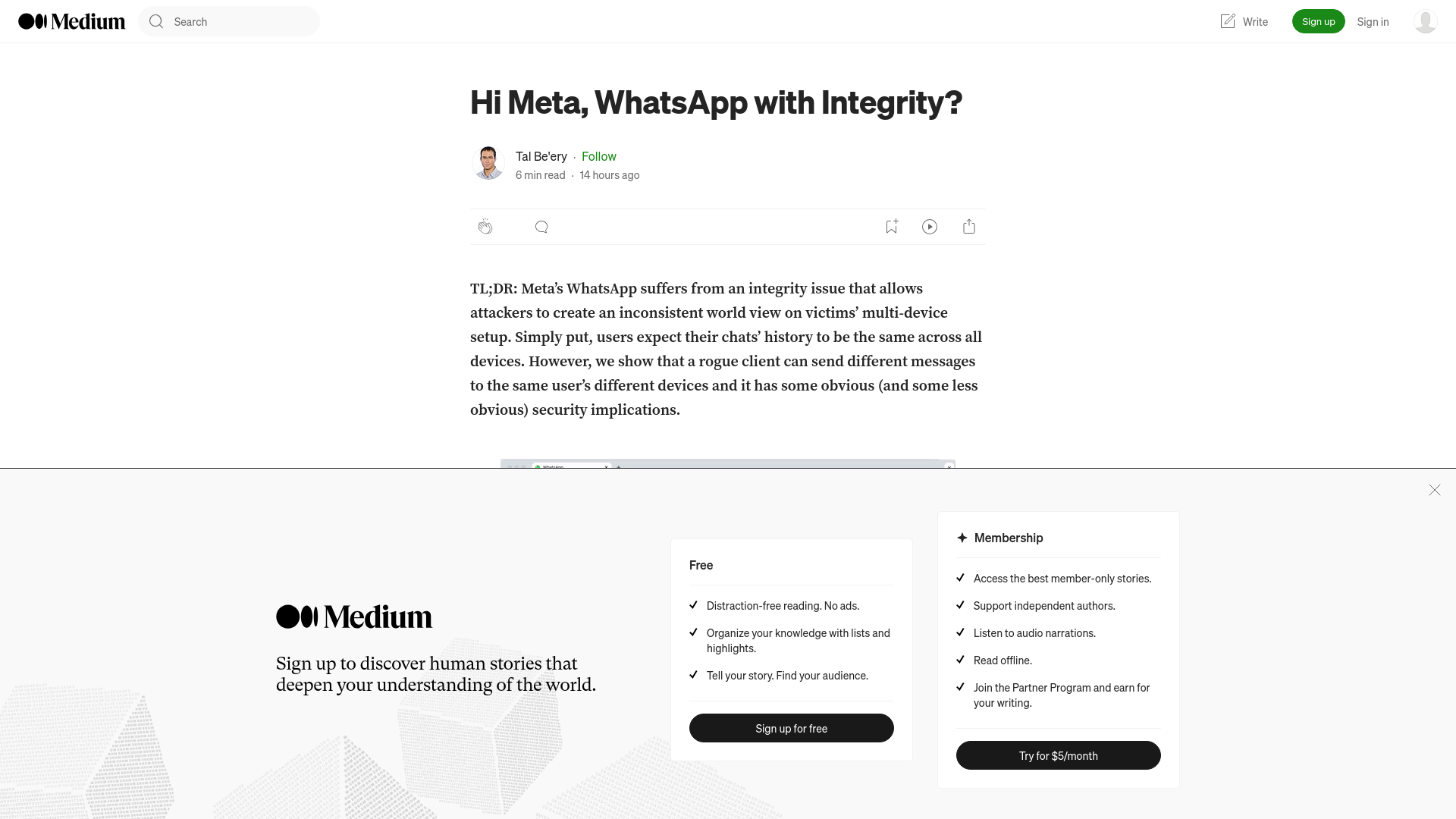 Hi Meta, WhatsApp with Integrity? | by Tal Be'ery | May, 2024 | Medium