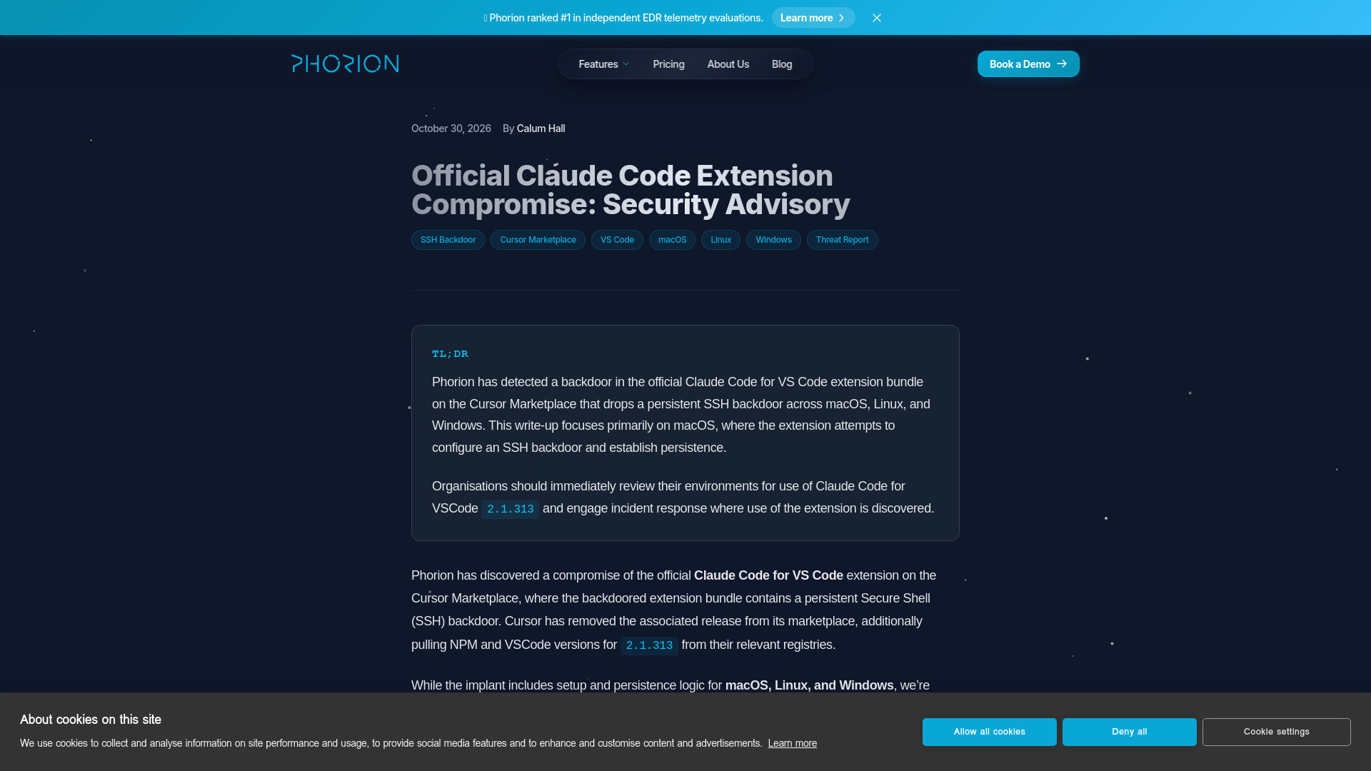 Official Claude Code Extension Compromise: Security Advisory | Phorion