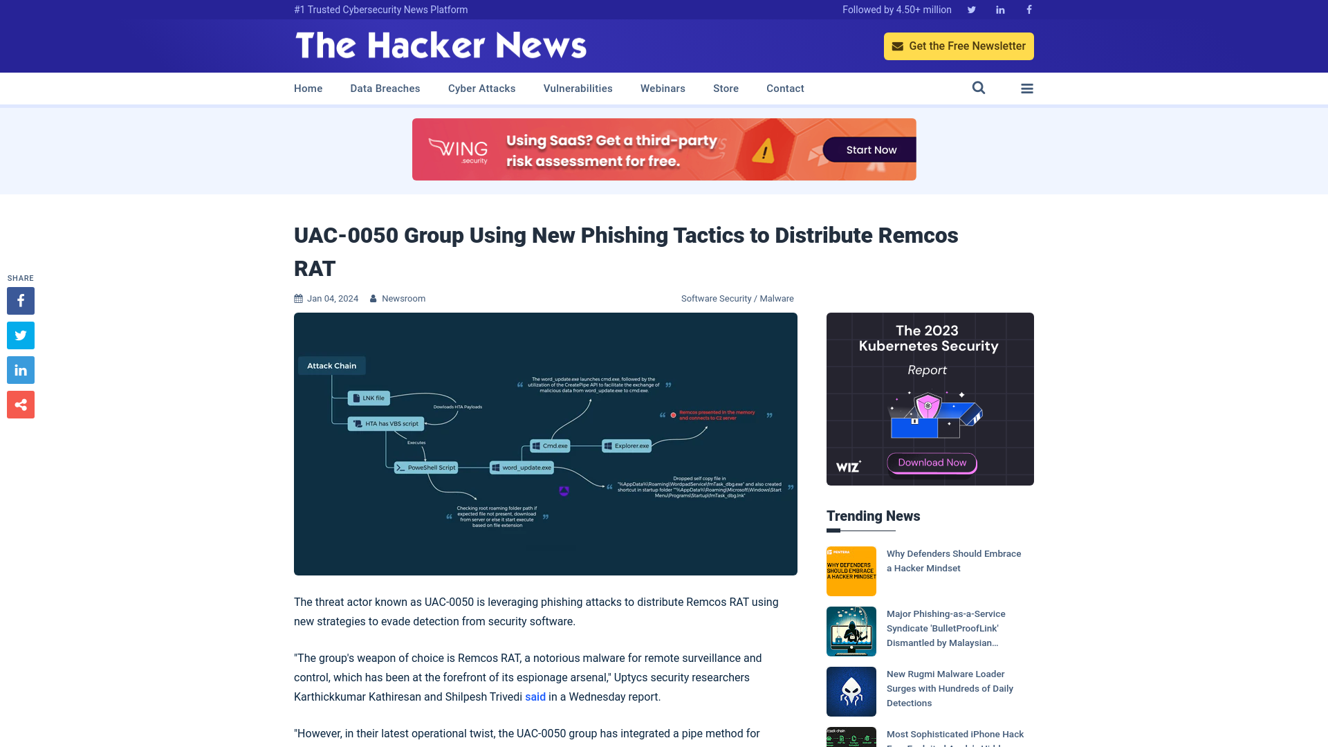 UAC-0050 Group Using New Phishing Tactics to Distribute Remcos RAT