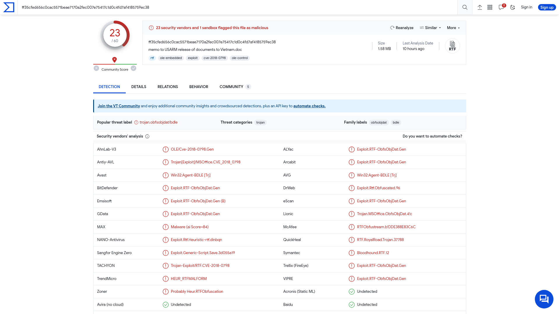 VirusTotal - File - ff35cfed656c0cac5571beae7170a2fec007e75417c1d0c4fd7af4185759ec38