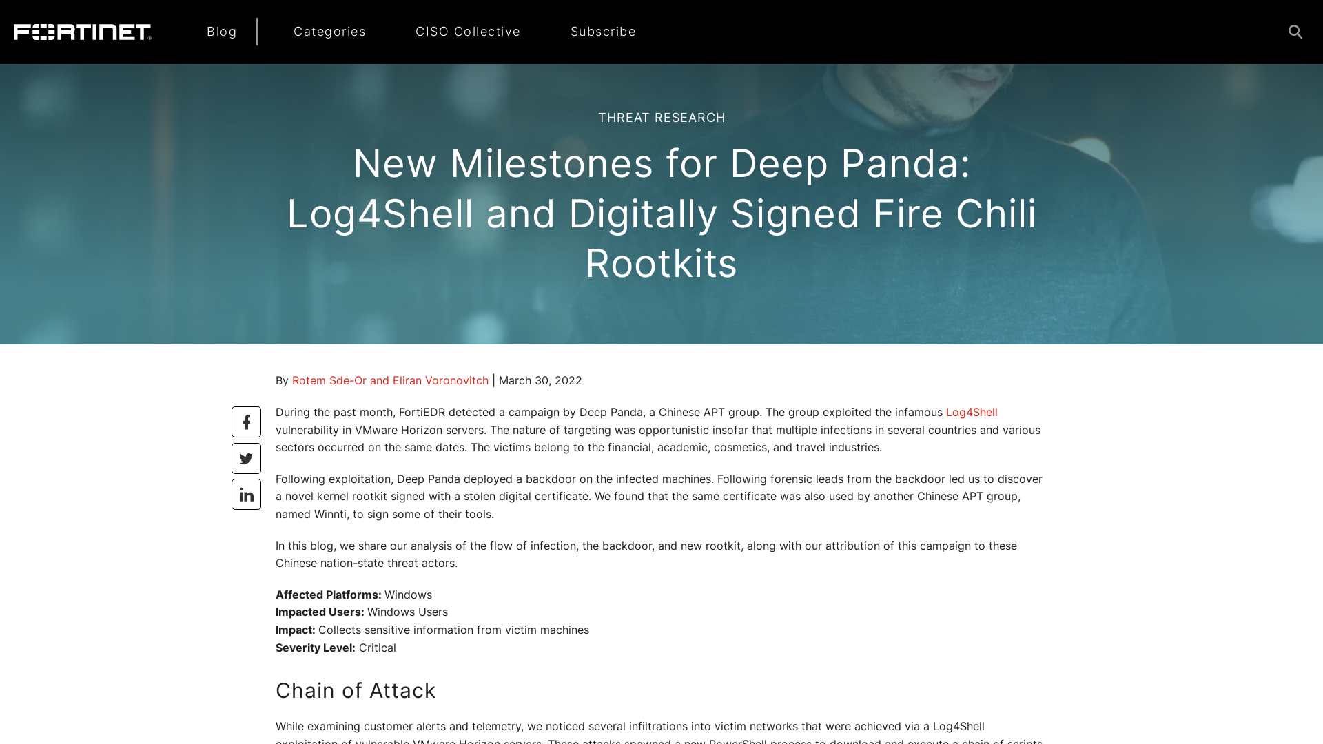 New Milestones for Deep Panda: Log4Shell and Digitally Signed Fire Chili Rootkits