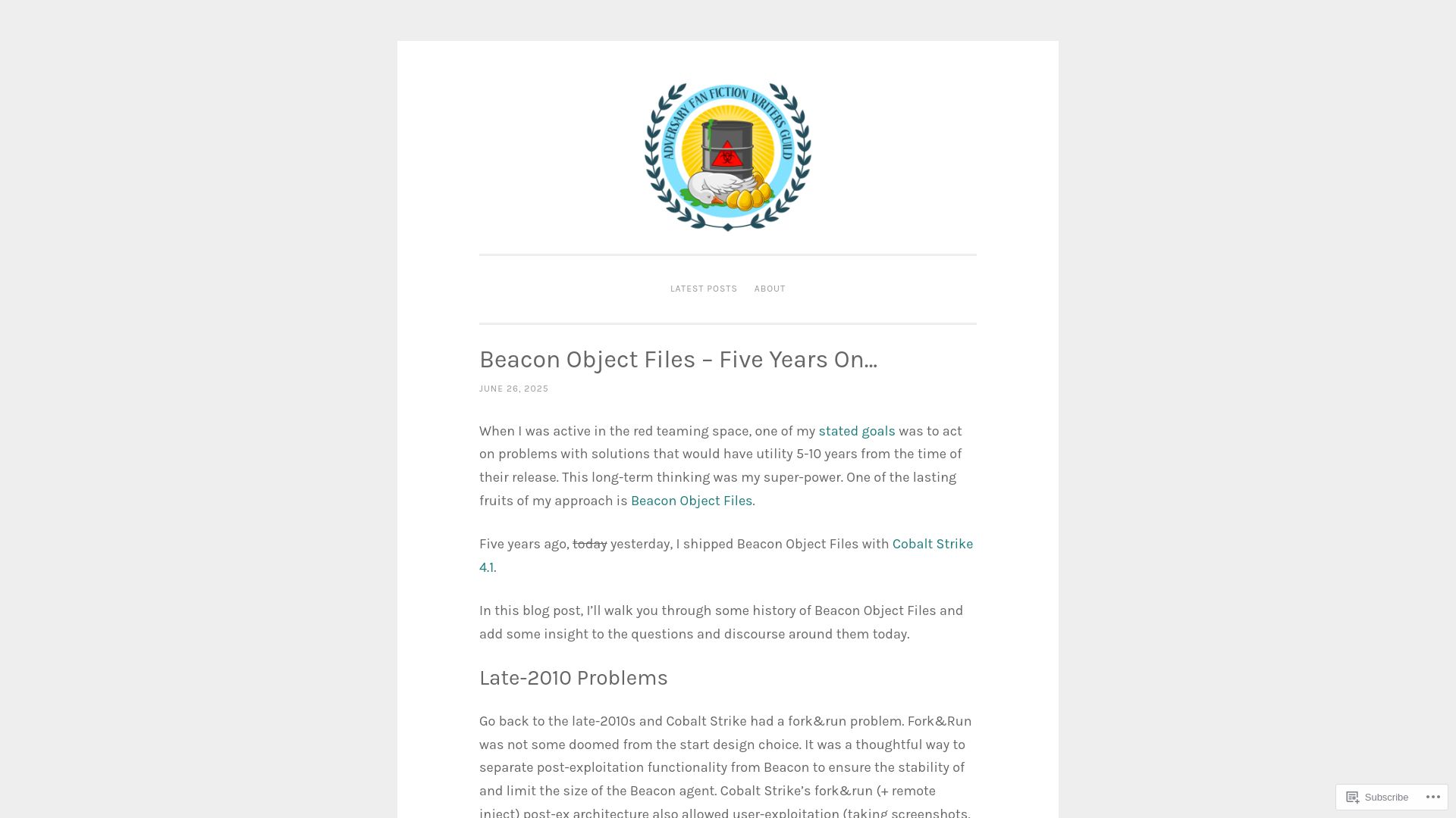Beacon Object Files – Five Years On… – Adversary Fan Fiction Writers Guild