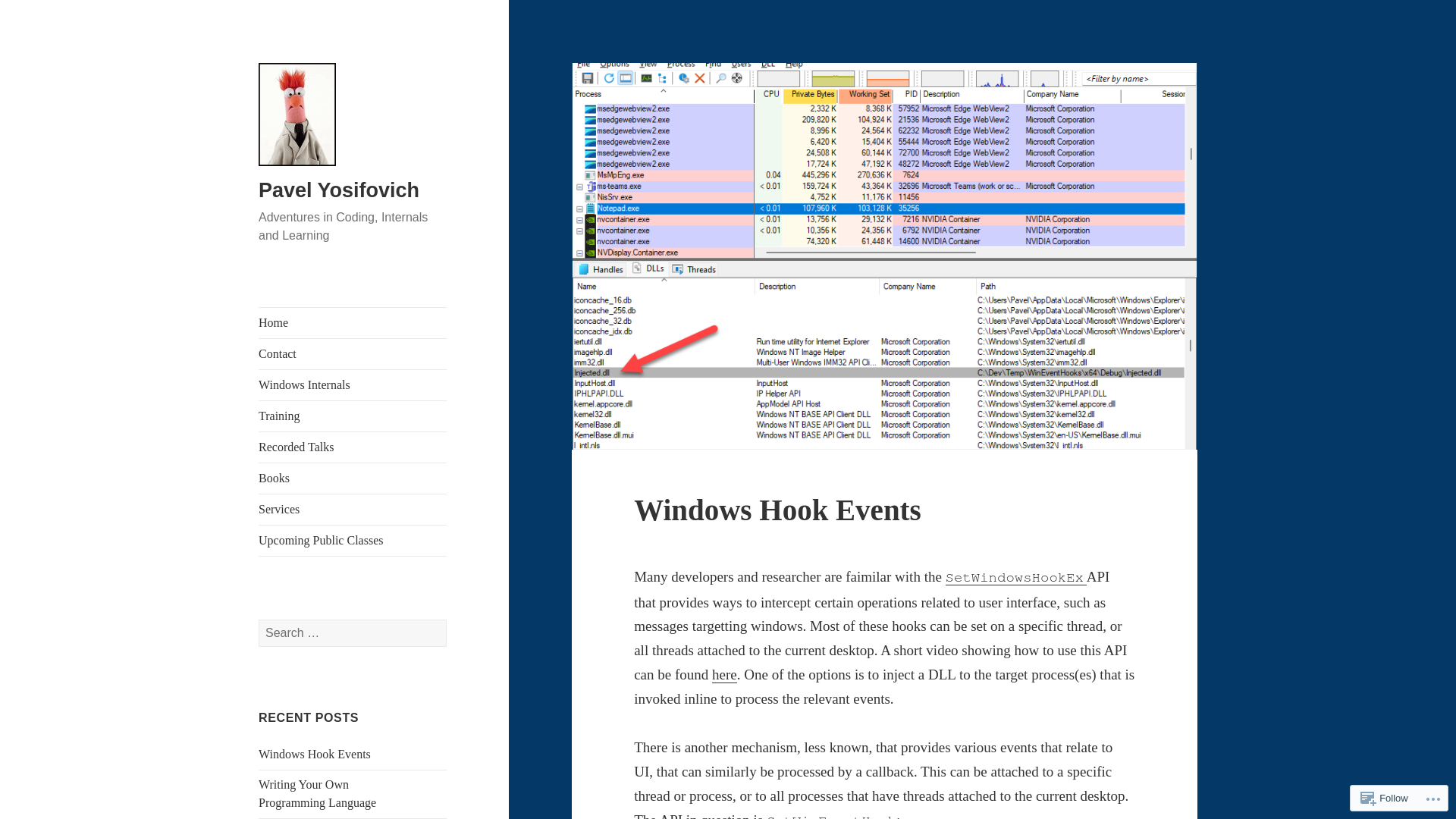 Windows Hook Events – Pavel Yosifovich