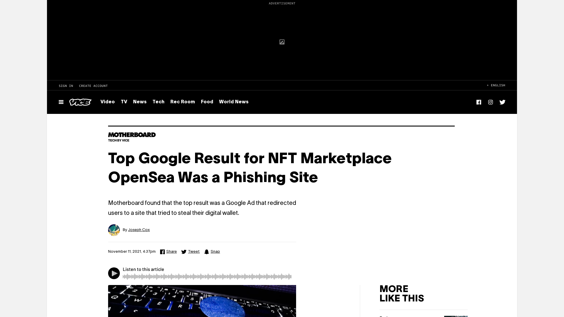 Top Google Result for NFT Marketplace OpenSea Was a Phishing Site