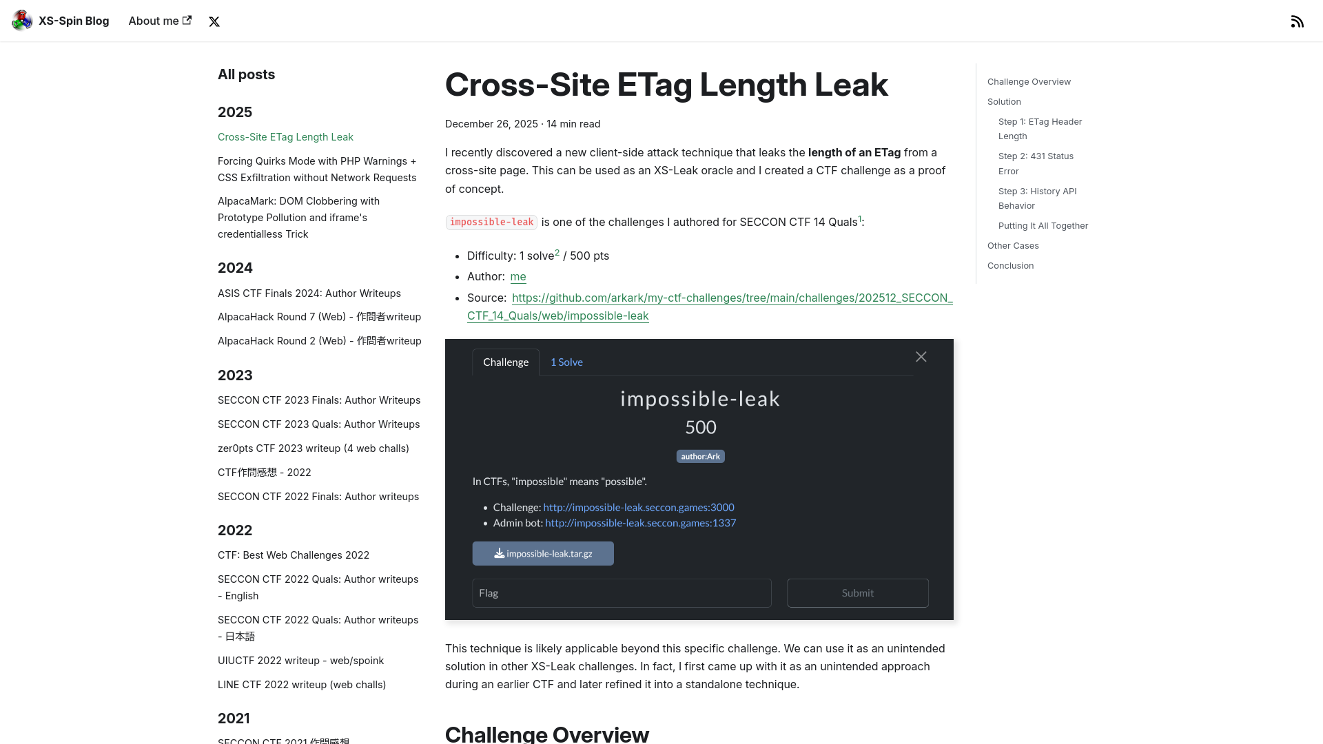 Cross-Site ETag Length Leak | XS-Spin Blog